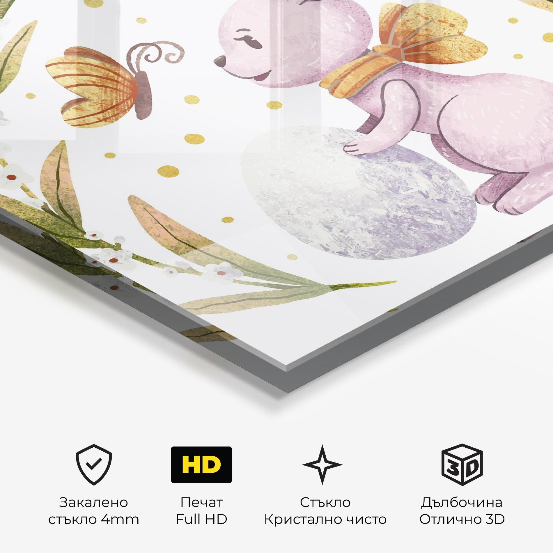Стъклена картина Easter Pink Bunny mockup 3