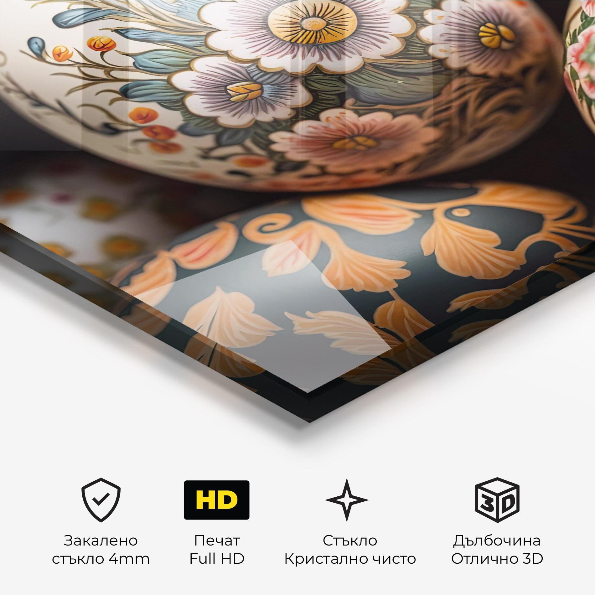 Стъклена картина Floral Painted Eggs mockup 3