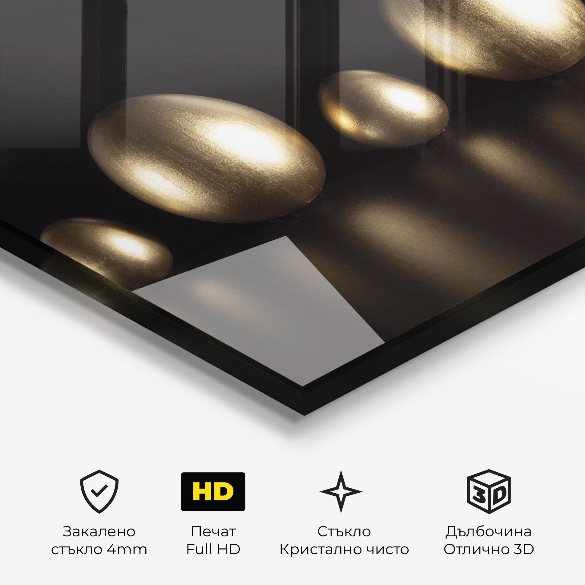 Стъклена картина Gold Eggs Shot mockup 3