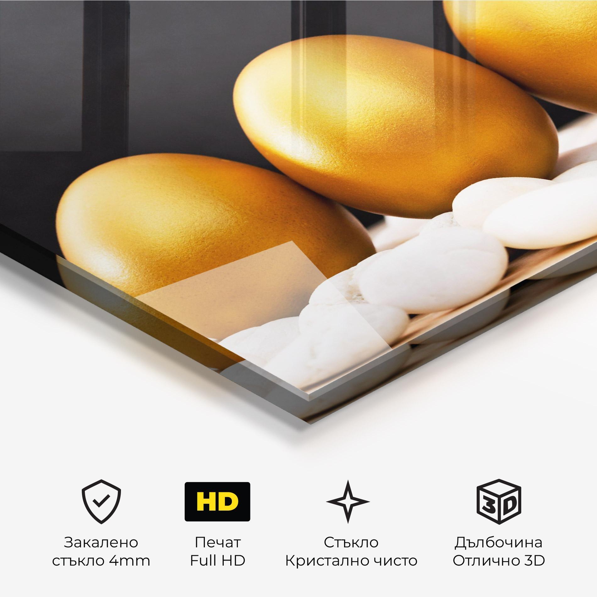 Стъклена картина Golden Easter Egg mockup 3