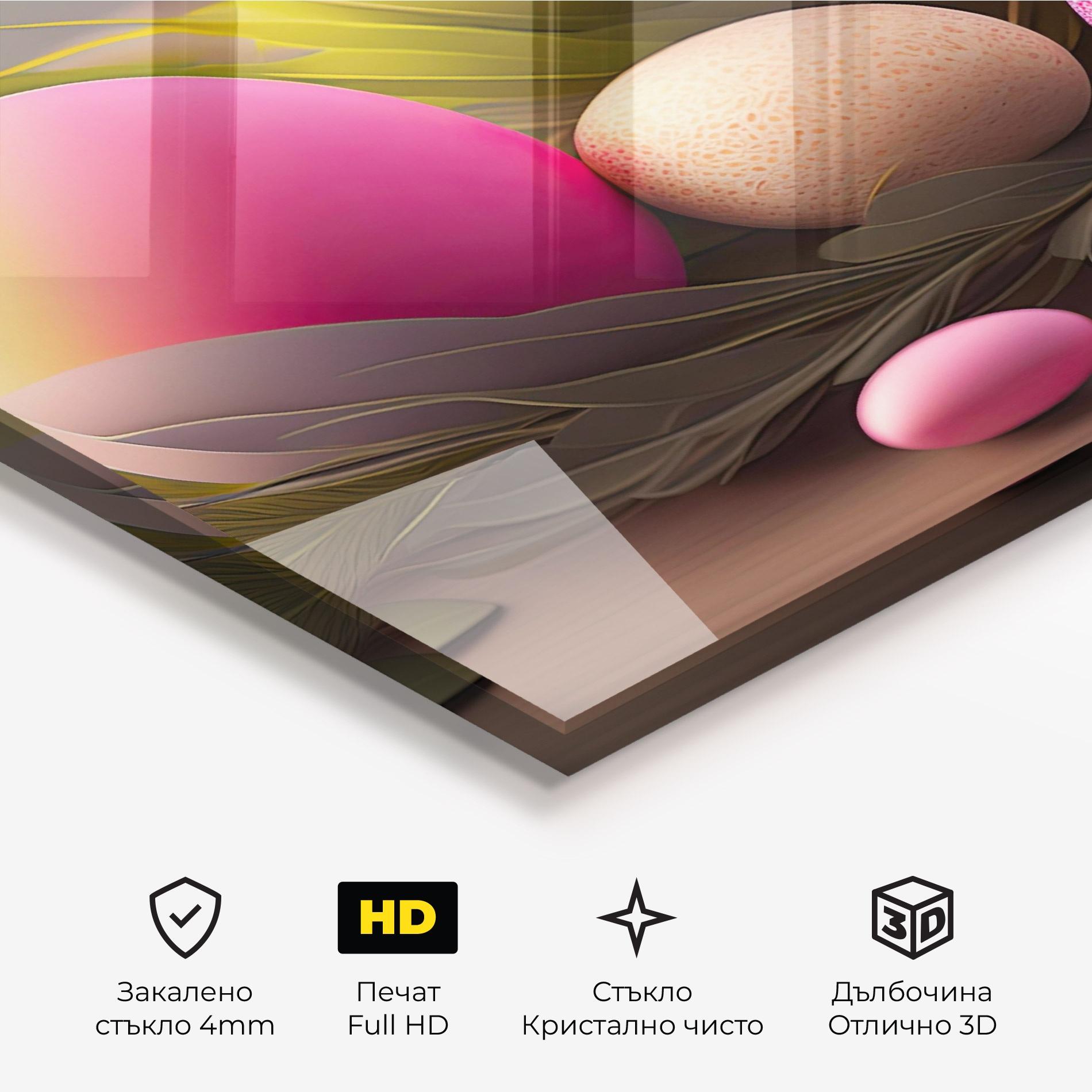 Стъклена картина Pink Easter Eggs mockup 3