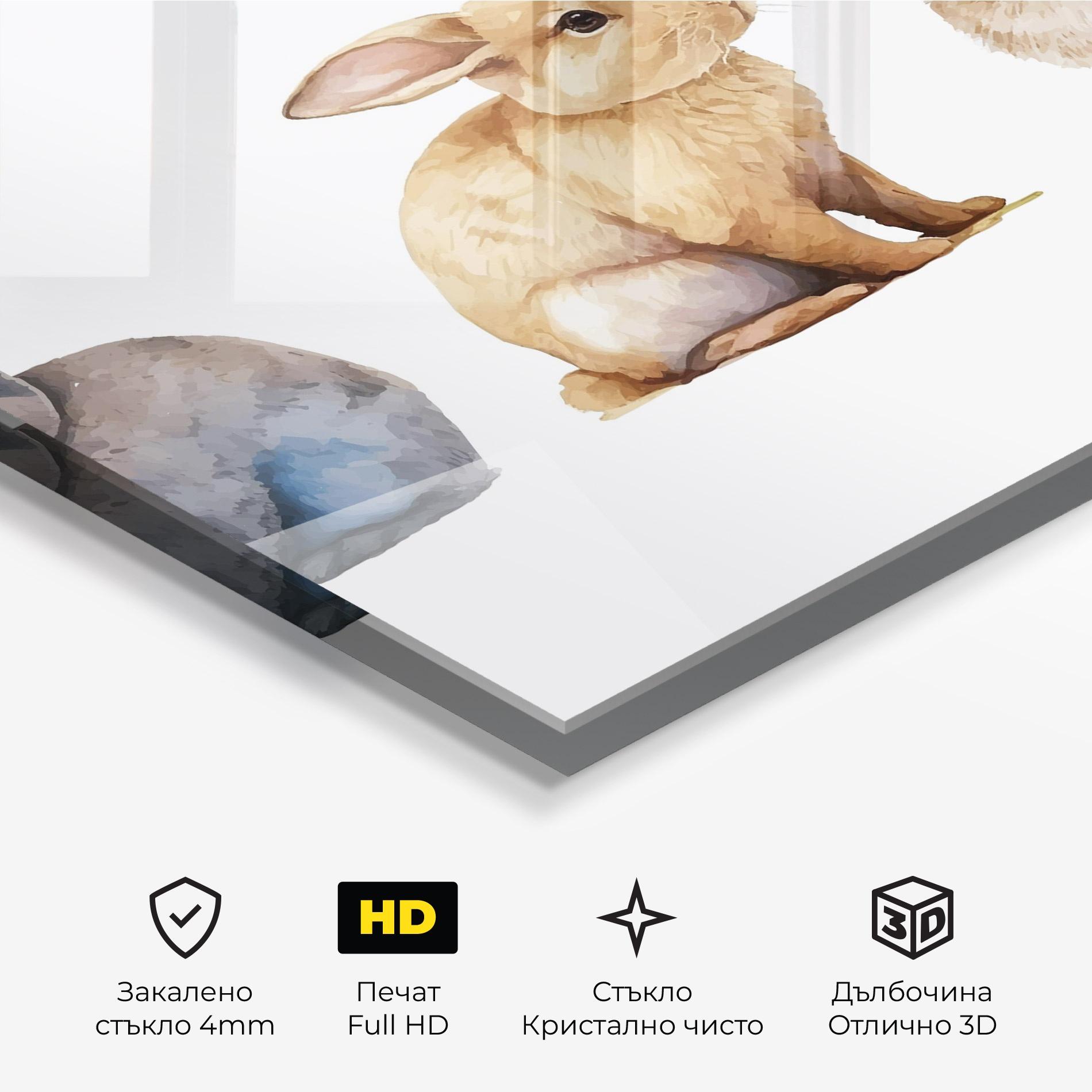 Стъклена картина Tree Easter Bunnies mockup 3