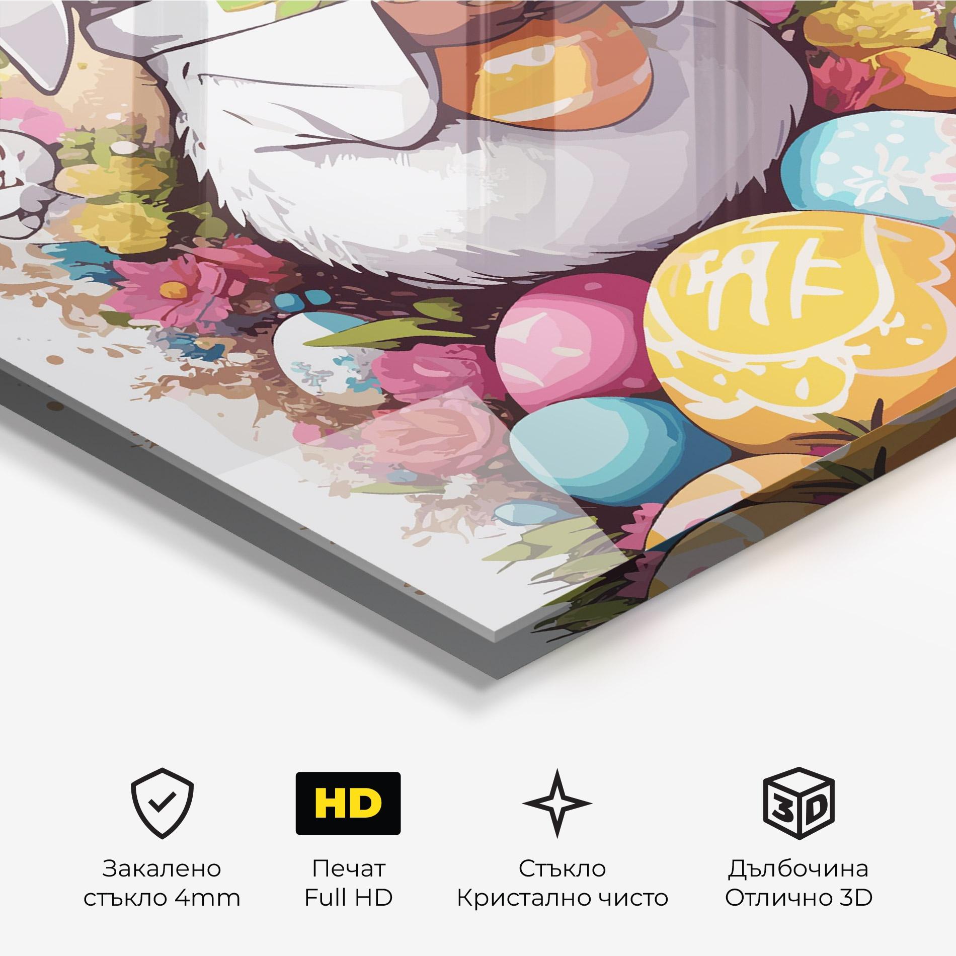 Стъклена картина White Easter Bunny mockup 3