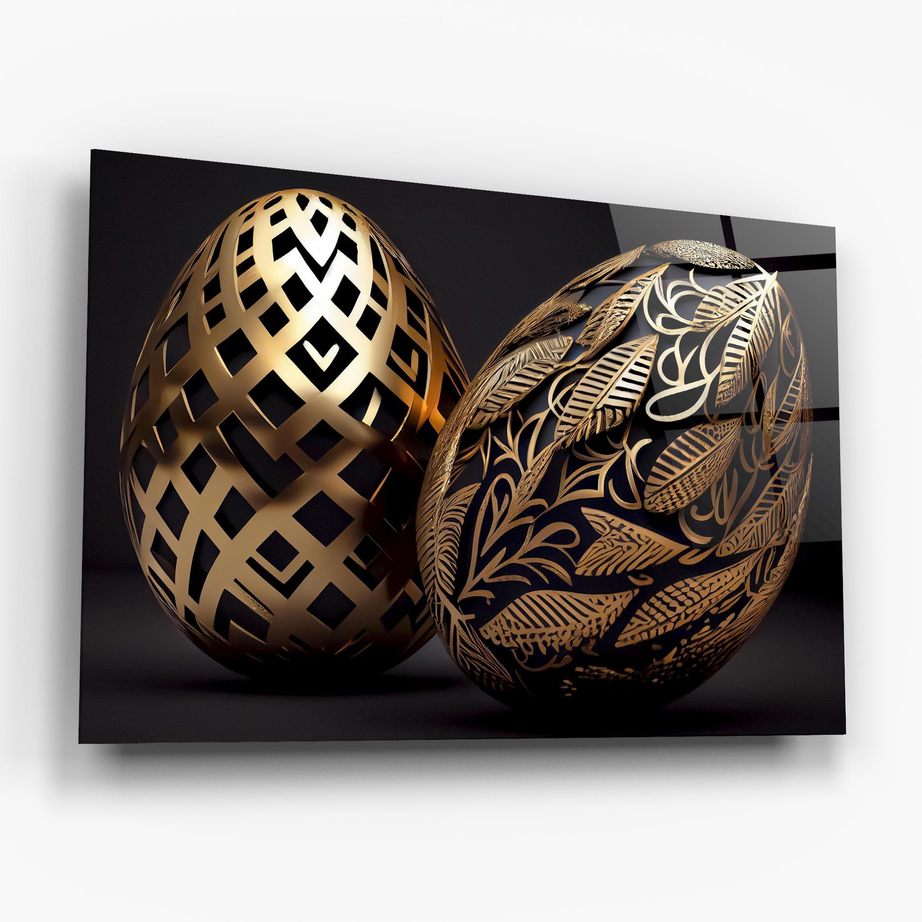 Стъклена картина Black Golden Eggs mockup 6