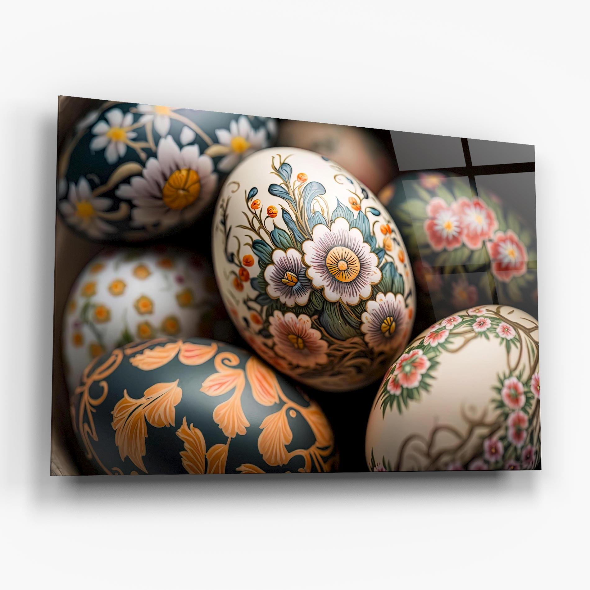 Стъклена картина Floral Painted Eggs mockup 6