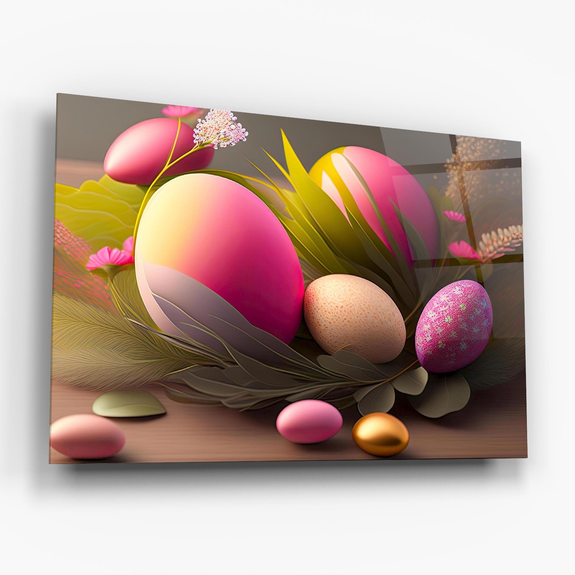 Стъклена картина Pink Easter Eggs mockup 6