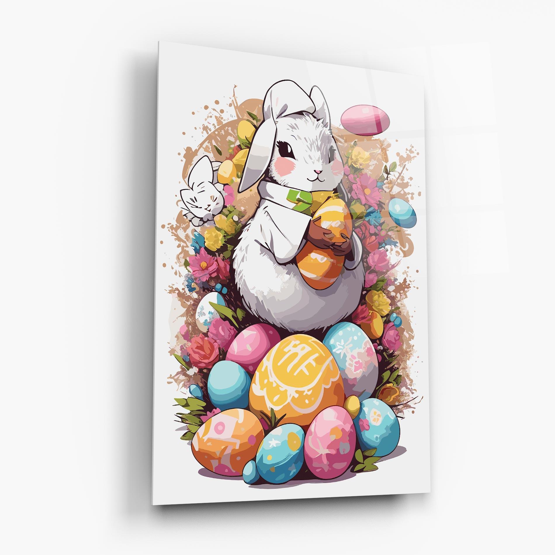 Стъклена картина White Easter Bunny mockup 6