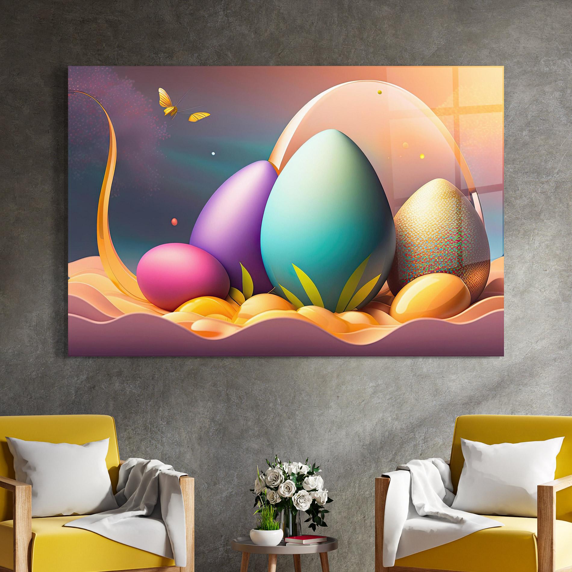 Стъклена картина Big Blue Easter Egg mockup 4