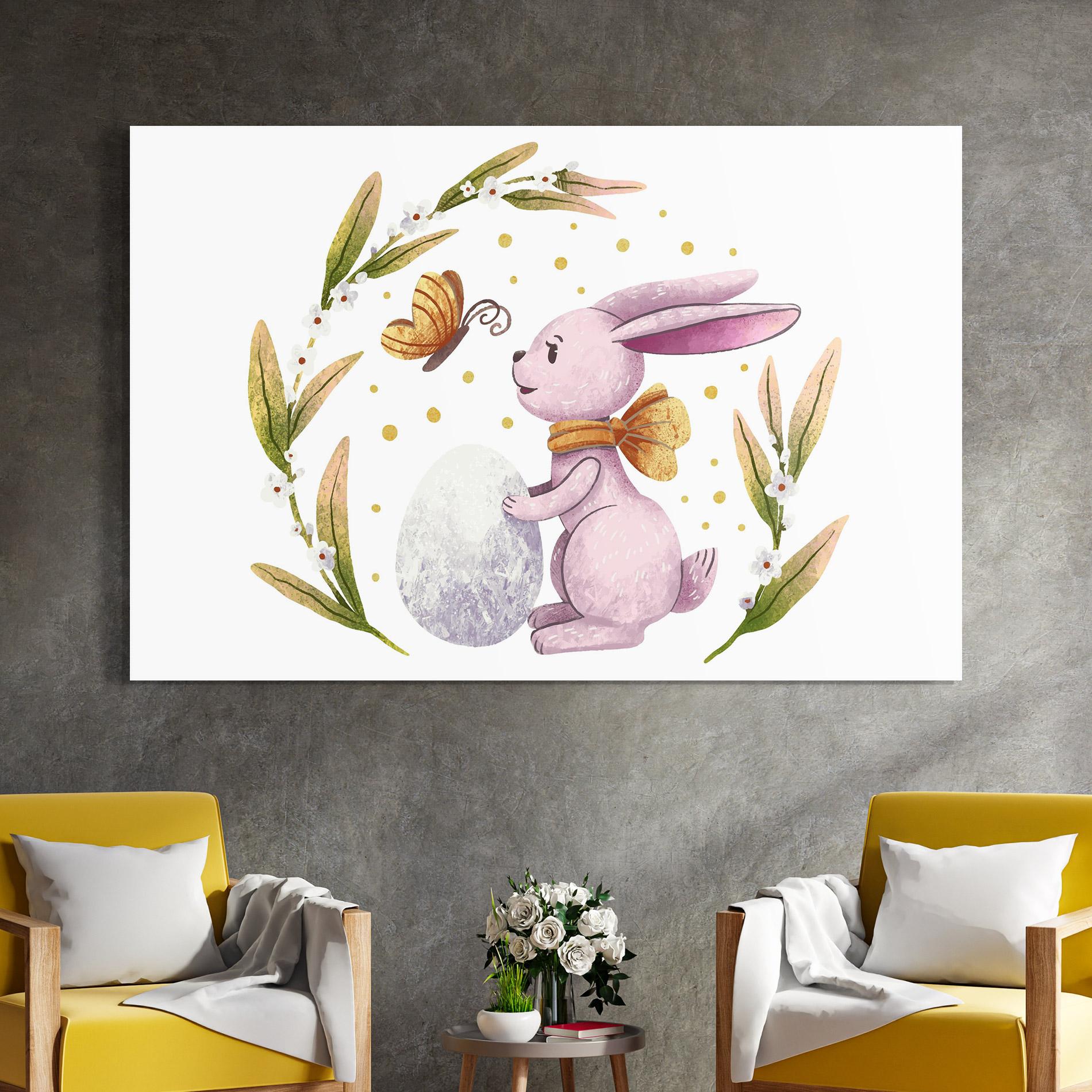 Стъклена картина Easter Pink Bunny mockup 4