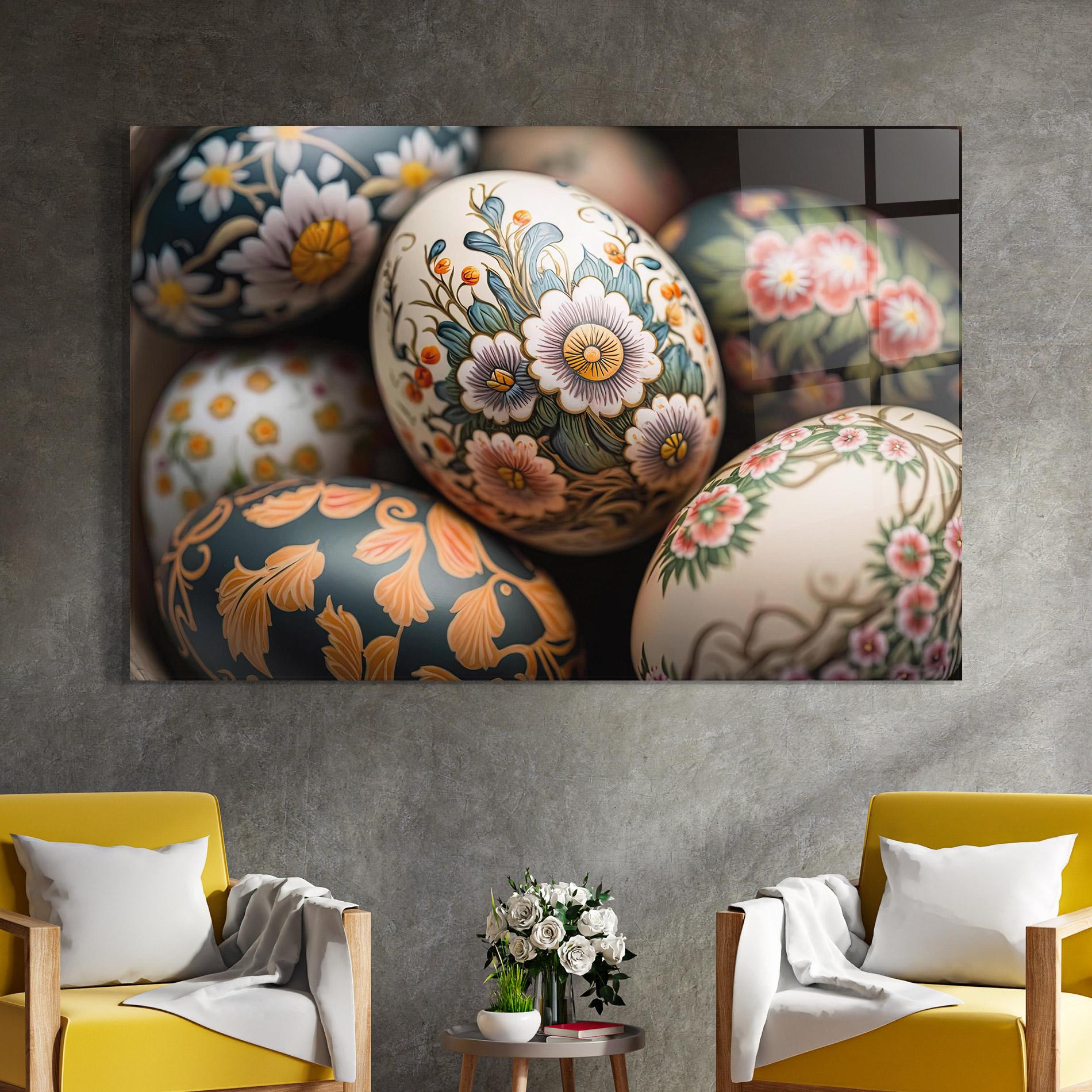 Стъклена картина Floral Painted Eggs mockup 4