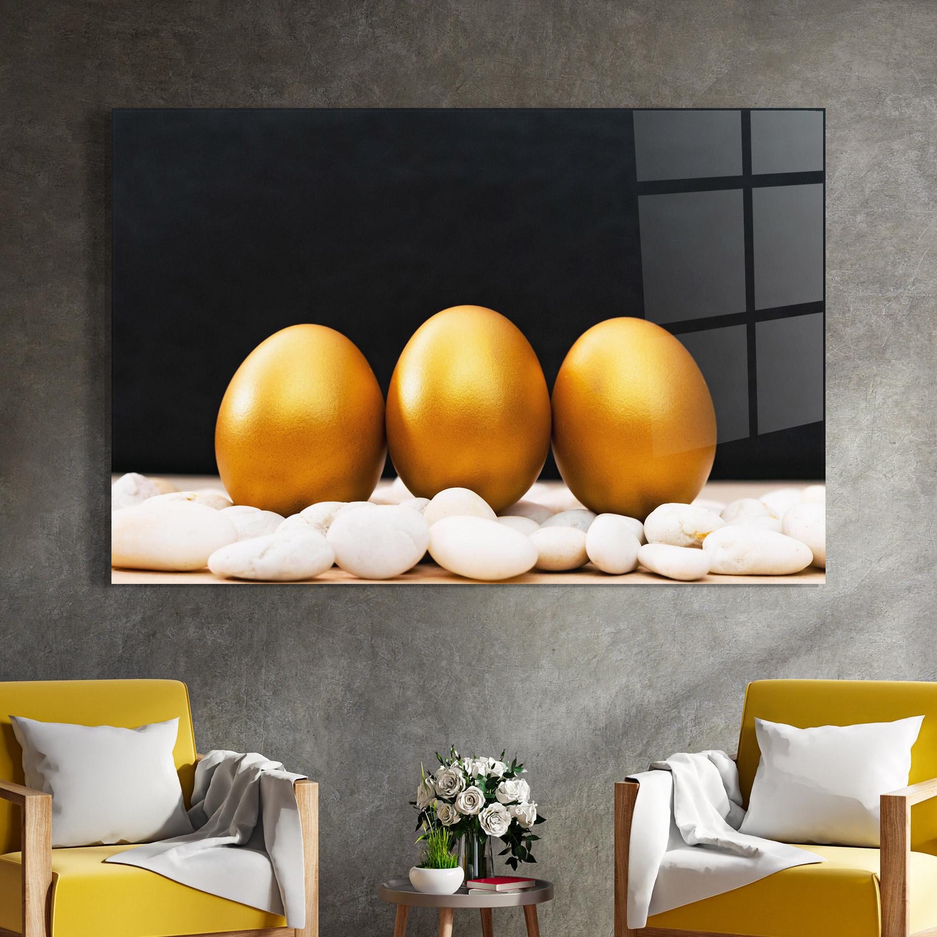 Стъклена картина Golden Easter Egg mockup 4