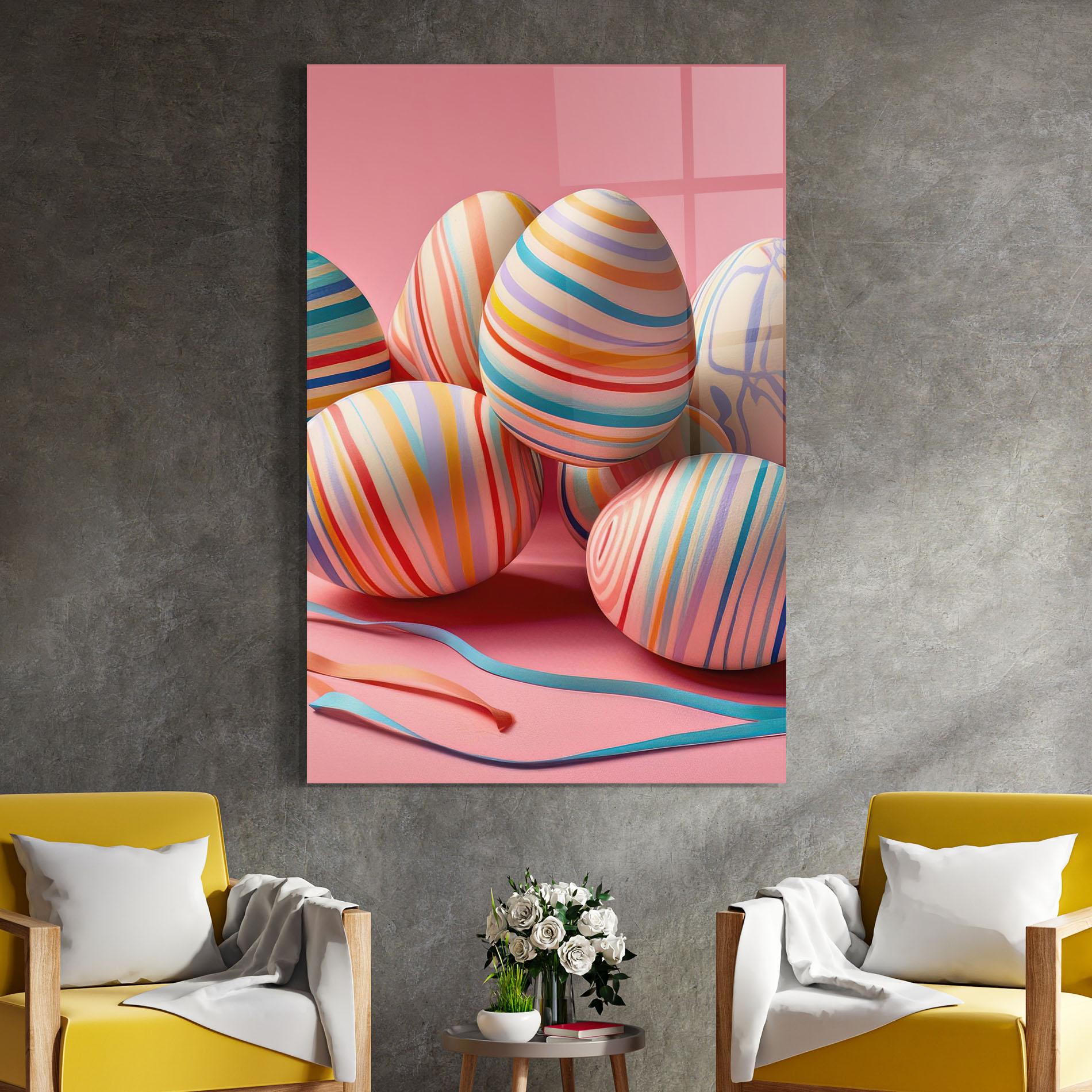 Стъклена картина Easter Eggs Ribbons mockup 4