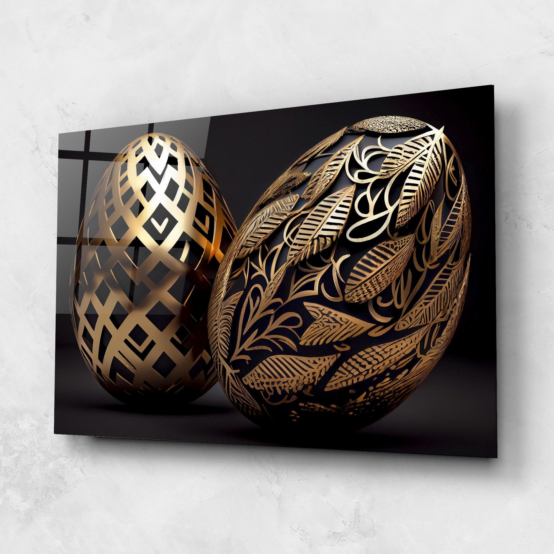 Стъклена картина Black Golden Eggs mockup 1