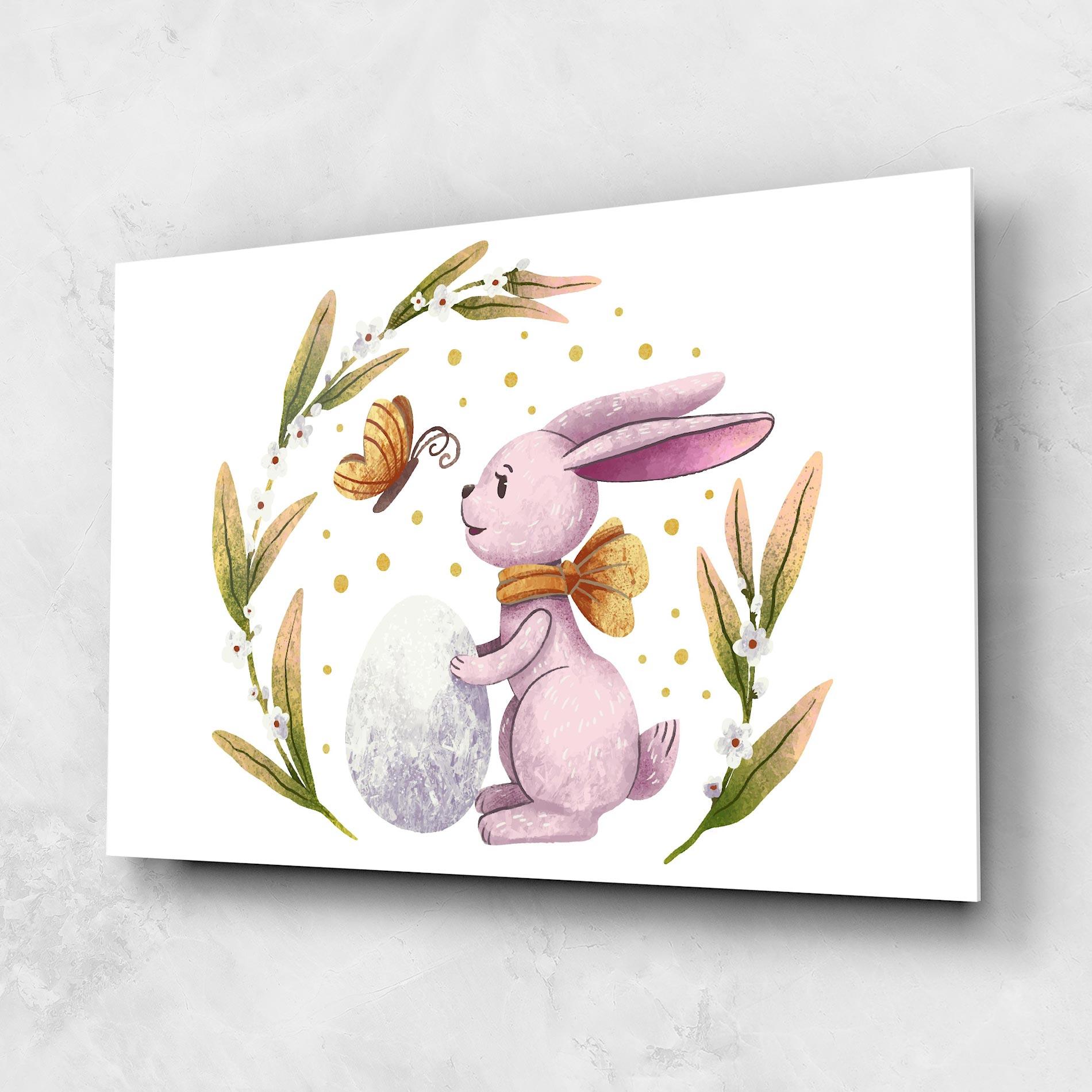 Стъклена картина Easter Pink Bunny mockup 1