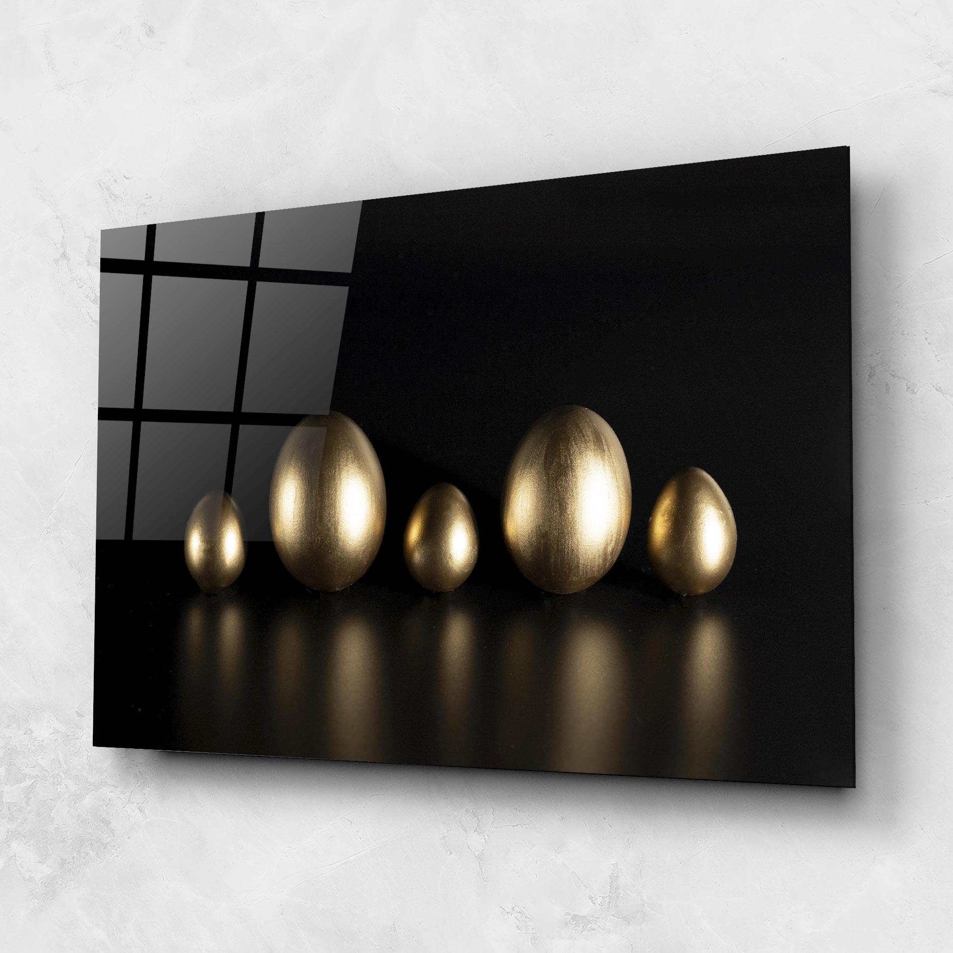 Стъклена картина Gold Eggs Shot mockup 1