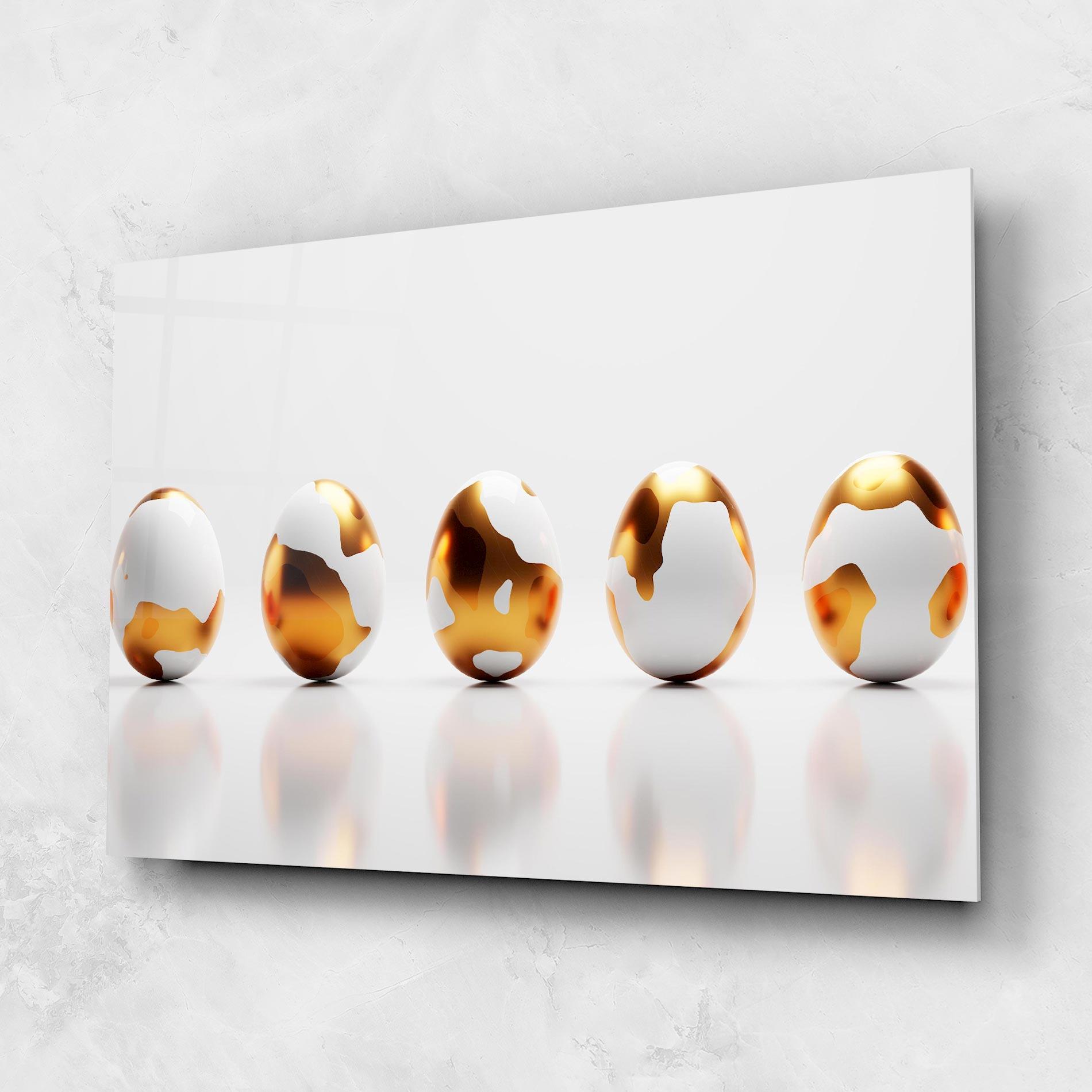 Стъклена картина Golden Shiny Eggs mockup 1