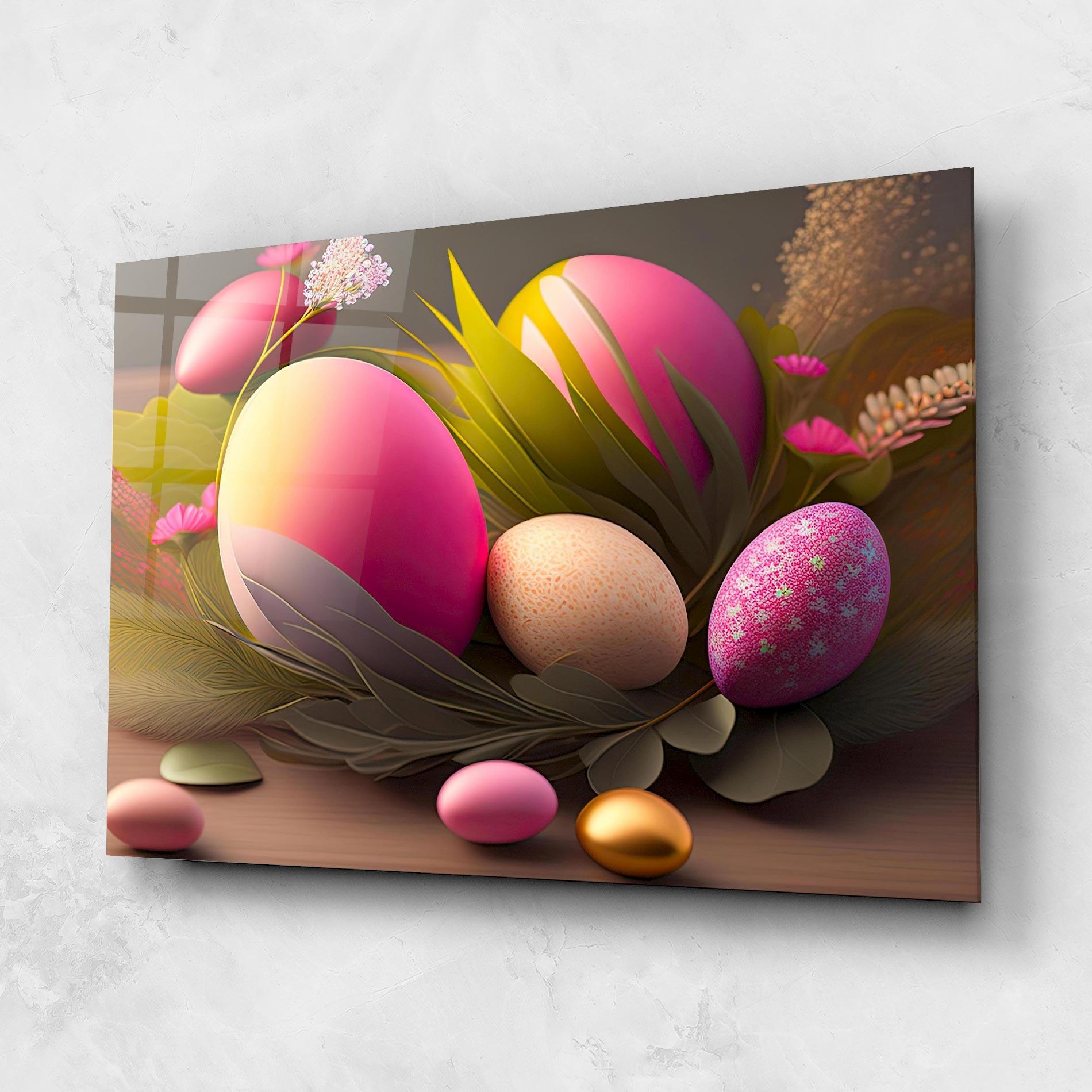 Стъклена картина Pink Easter Eggs mockup 1