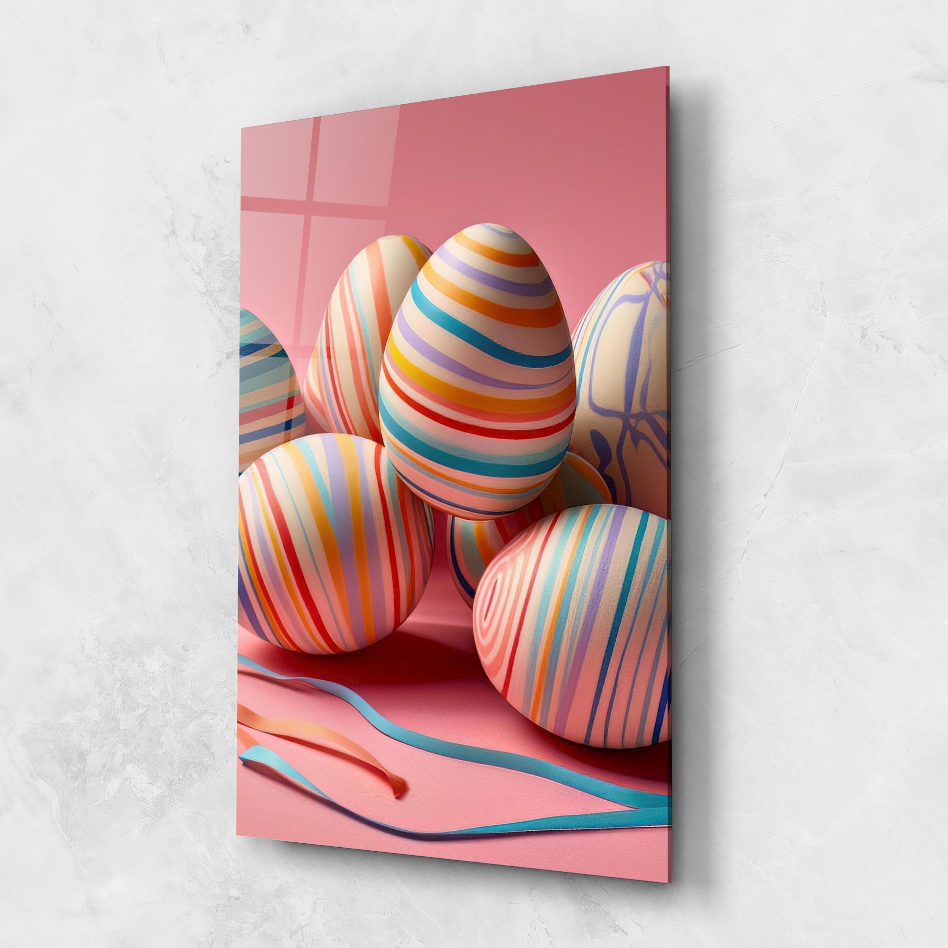 Стъклена картина Easter Eggs Ribbons mockup 1