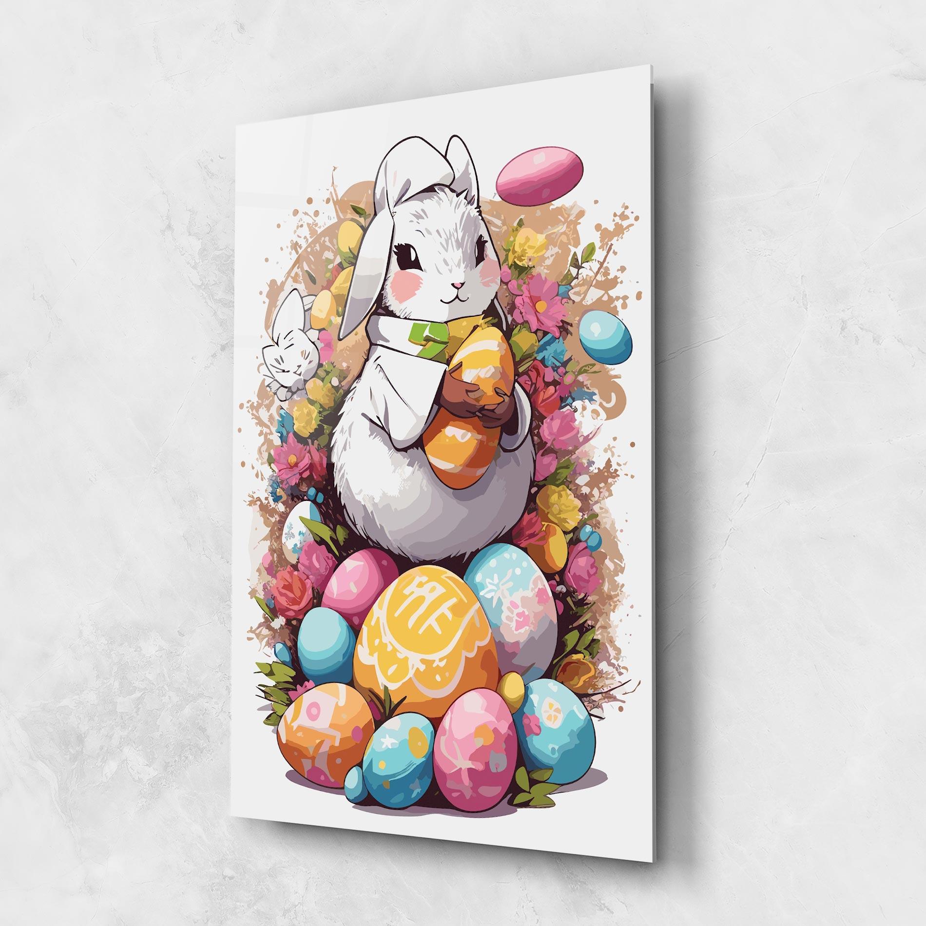 Стъклена картина White Easter Bunny mockup 1