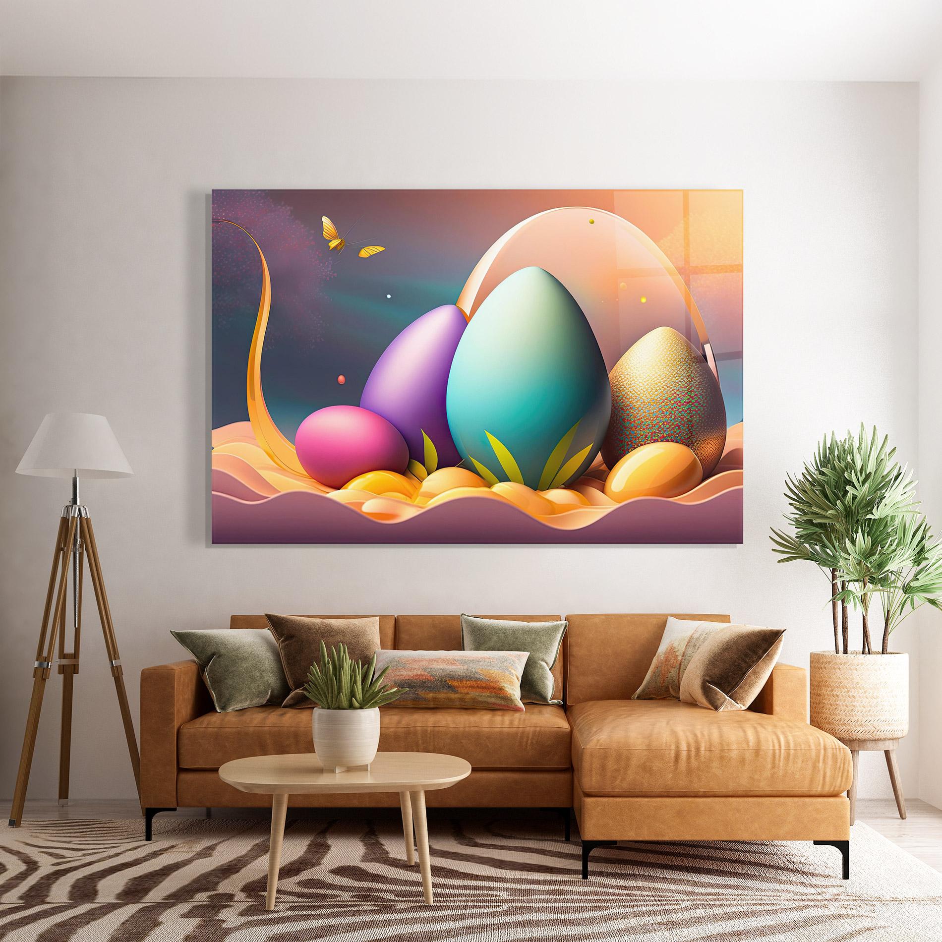 Стъклена картина Big Blue Easter Egg mockup 7