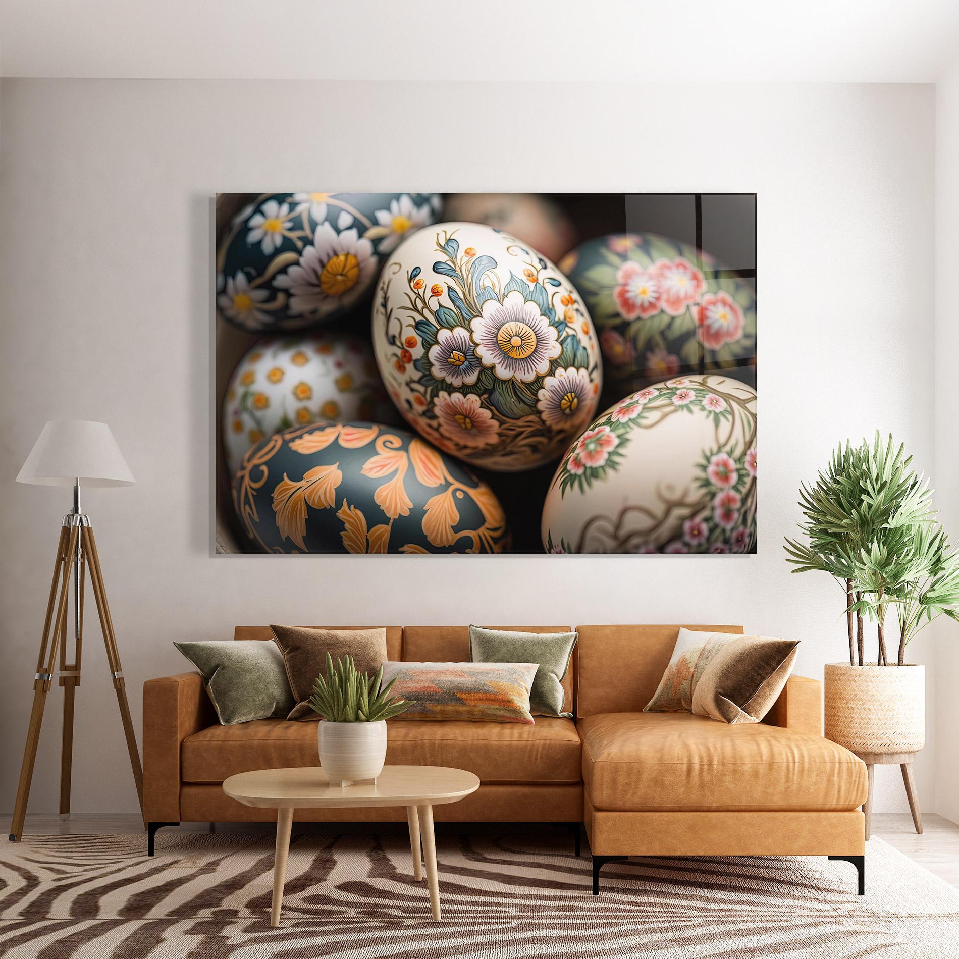 Стъклена картина Floral Painted Eggs mockup 7