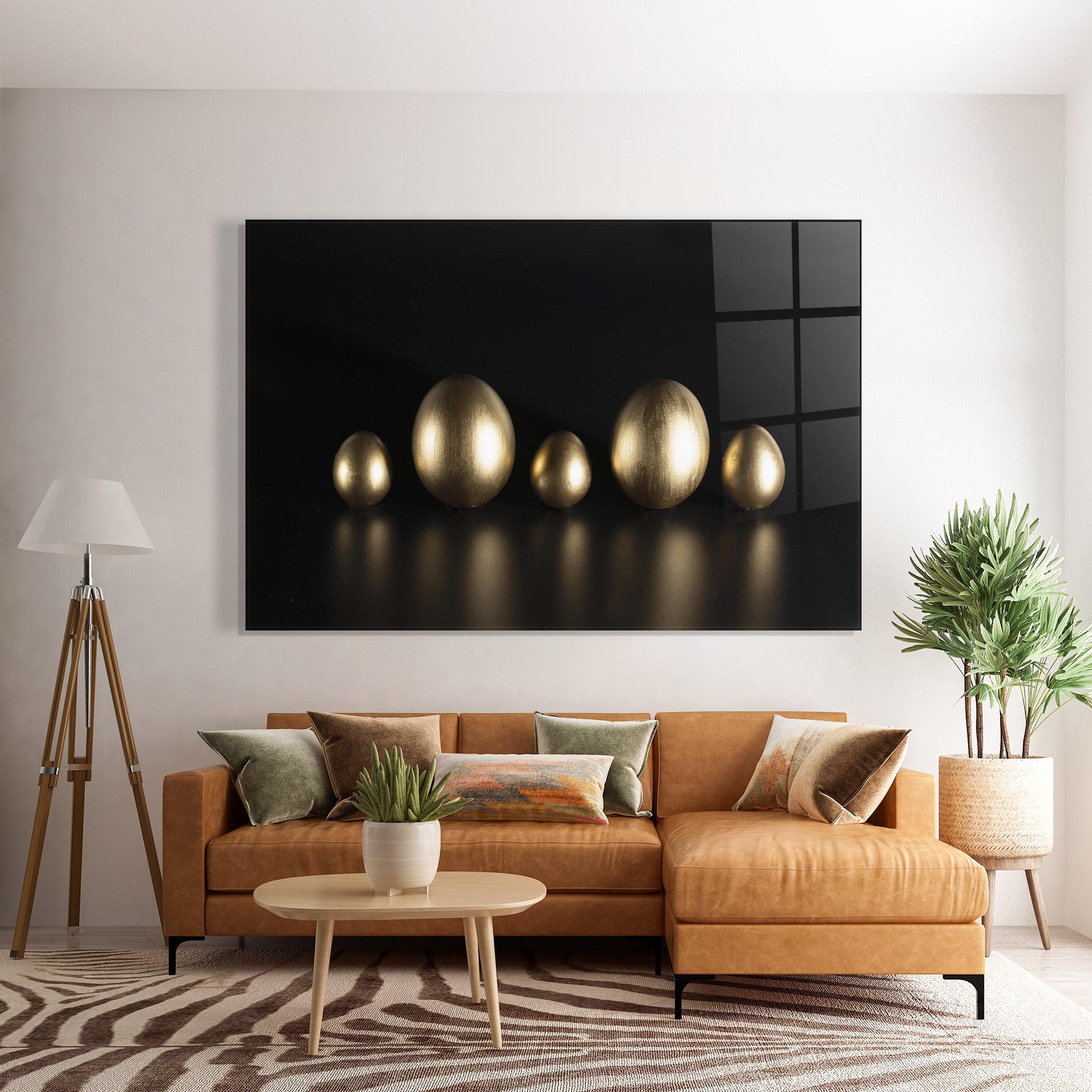 Стъклена картина Gold Eggs Shot mockup 7