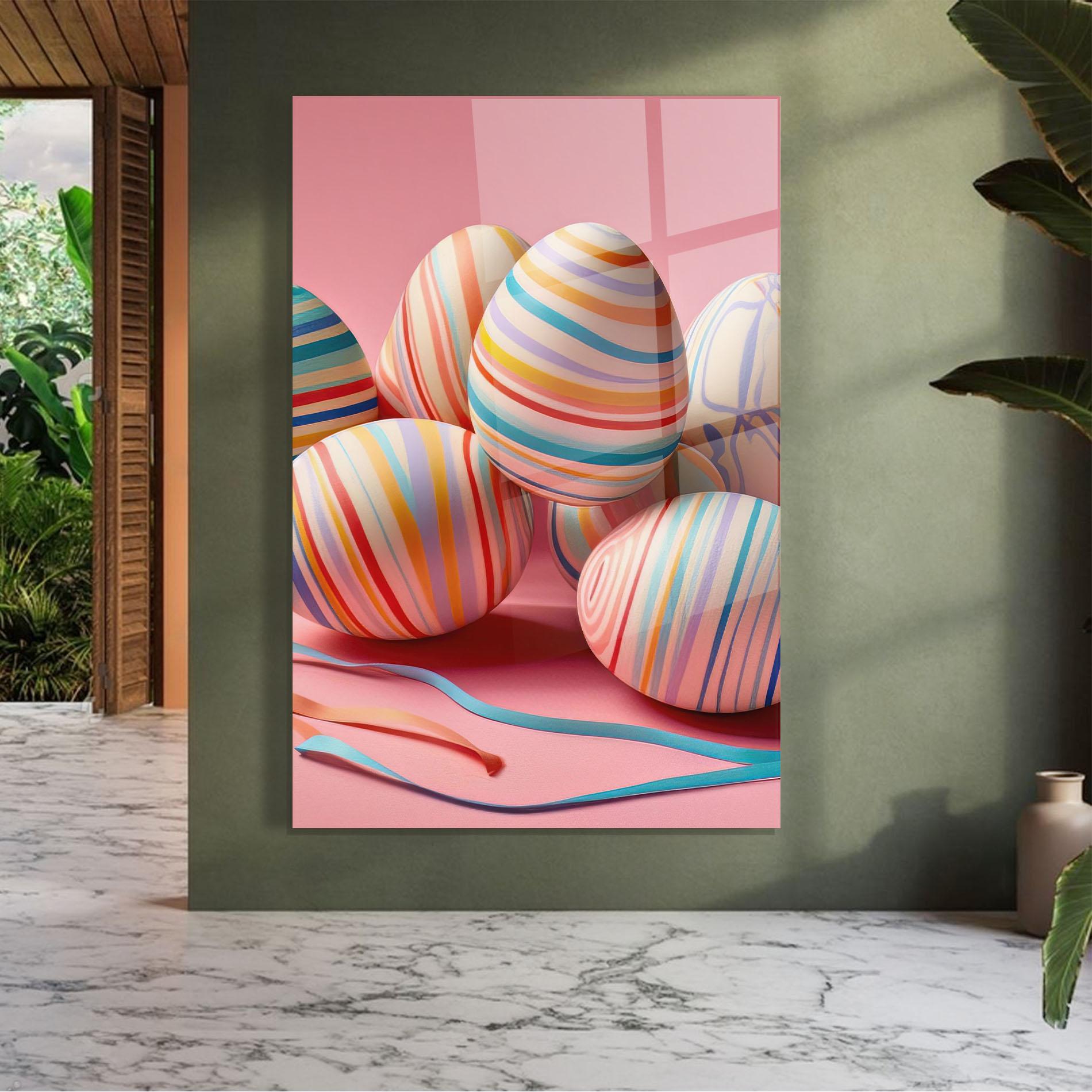 Стъклена картина Easter Eggs Ribbons mockup 7