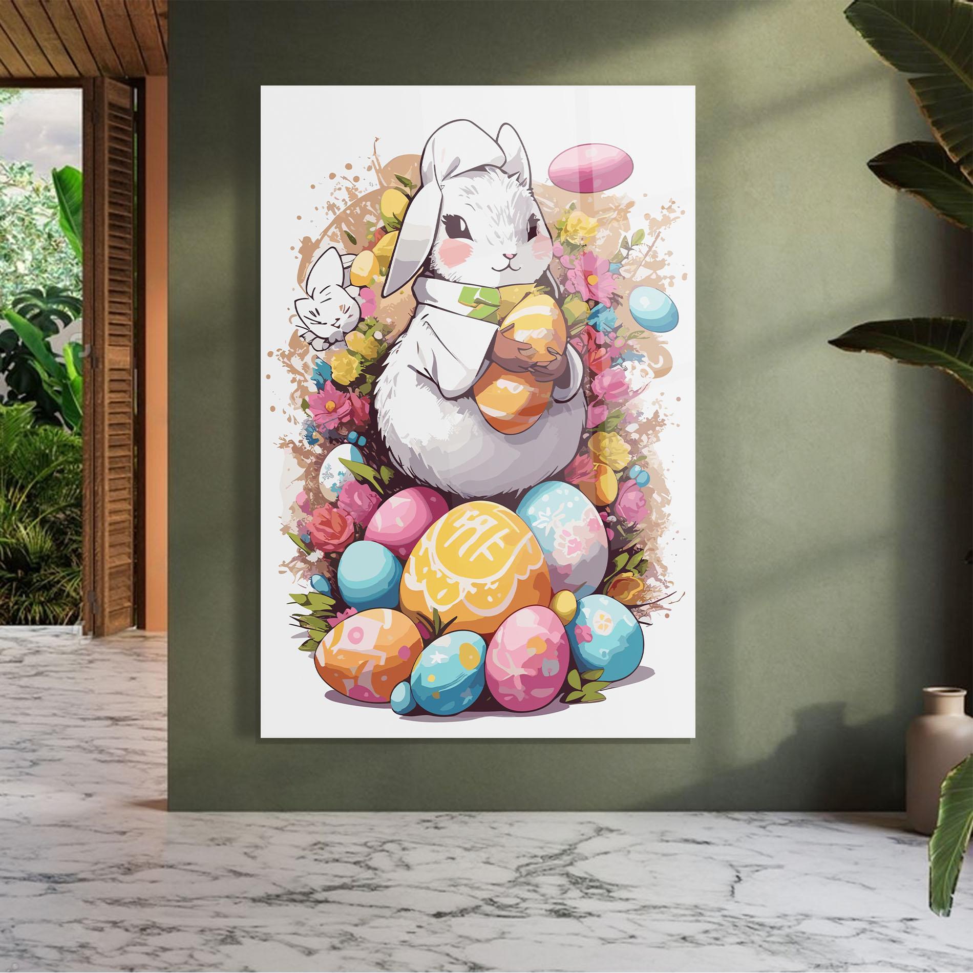 Стъклена картина White Easter Bunny mockup 7