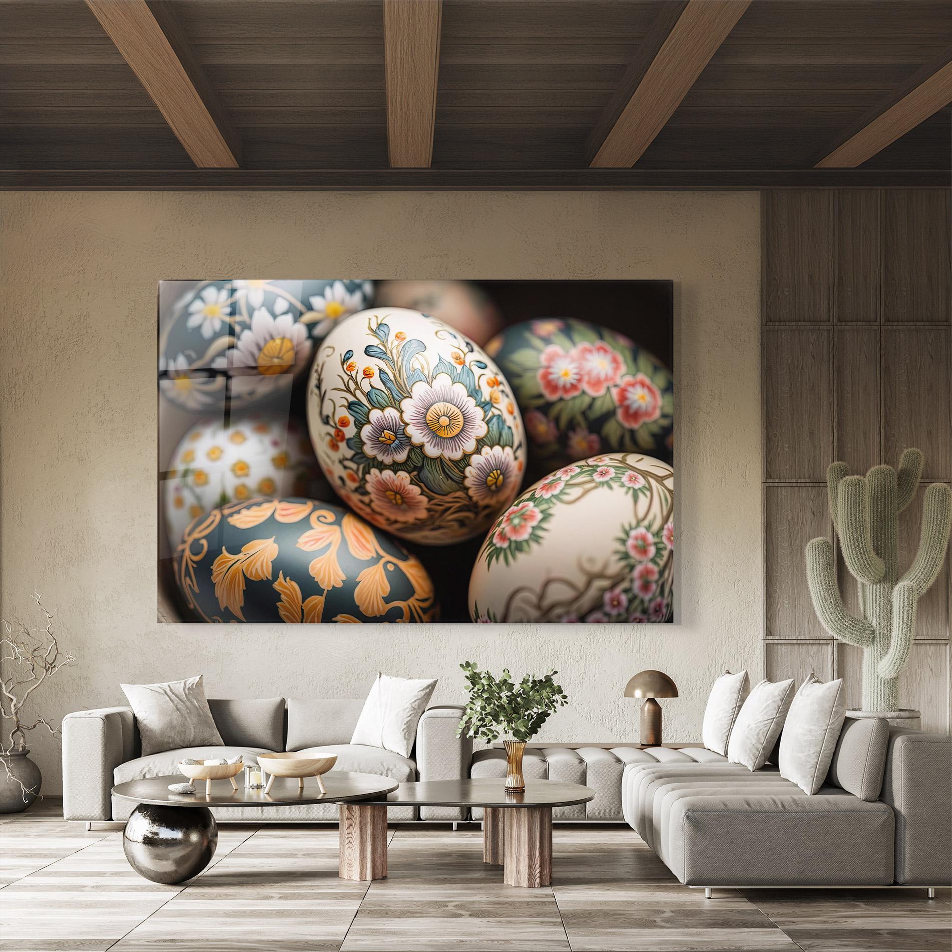 Стъклена картина Floral Painted Eggs mockup 8