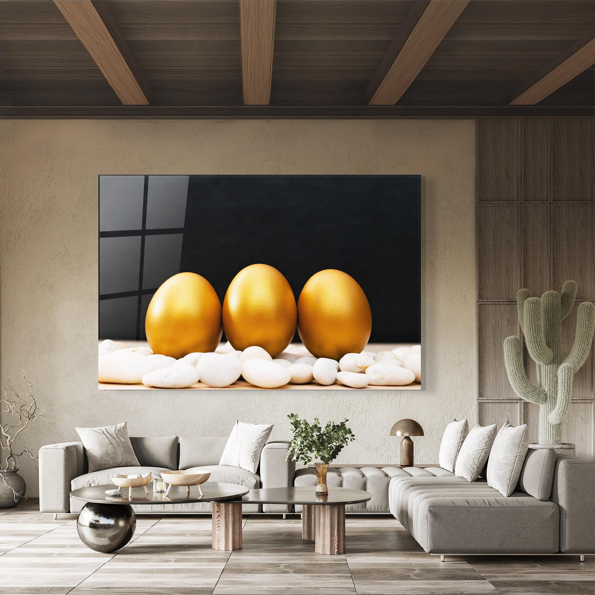 Стъклена картина Golden Easter Egg mockup 8