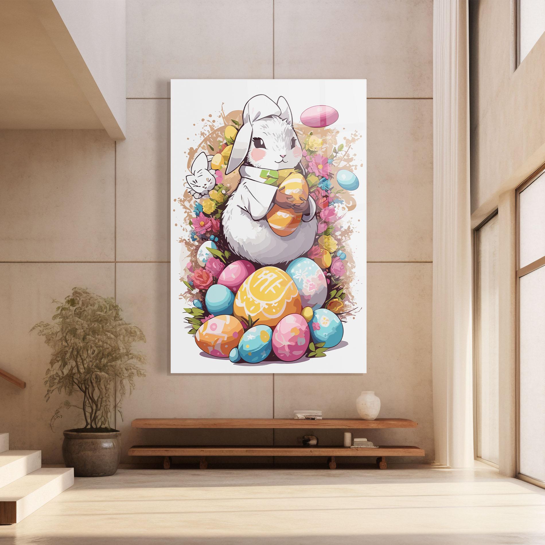 Стъклена картина White Easter Bunny mockup 8