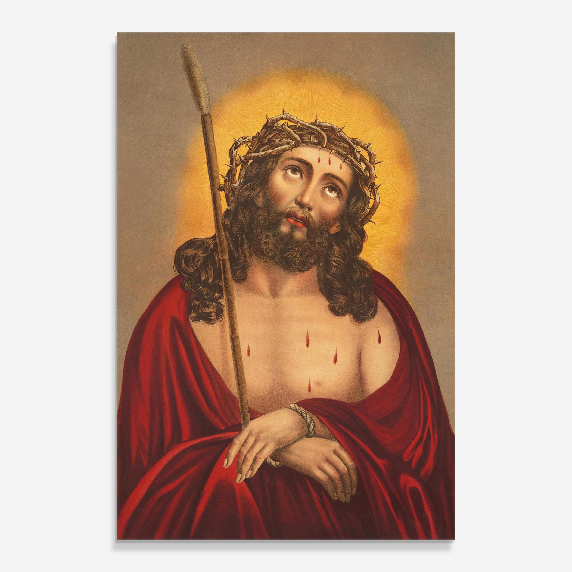 Стъклена картина Red Dresses Jesus mockup 0