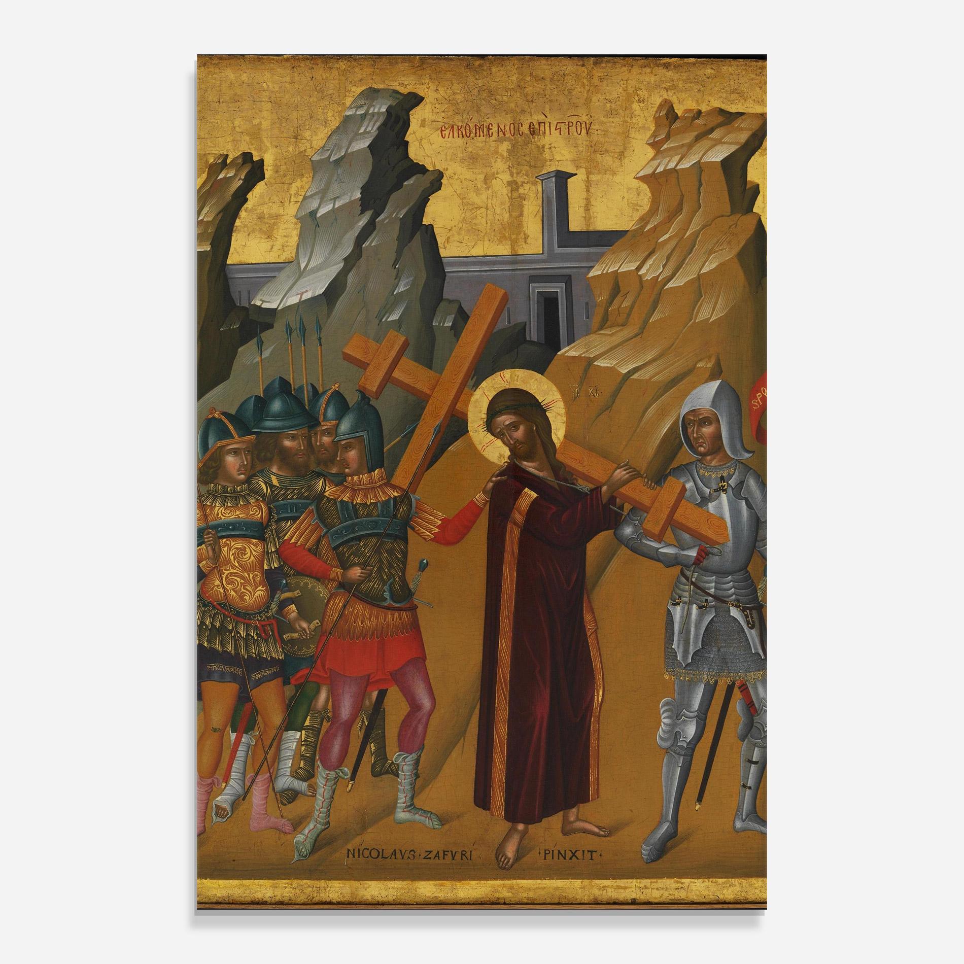 Стъклена картина Walking With Cross mockup 0