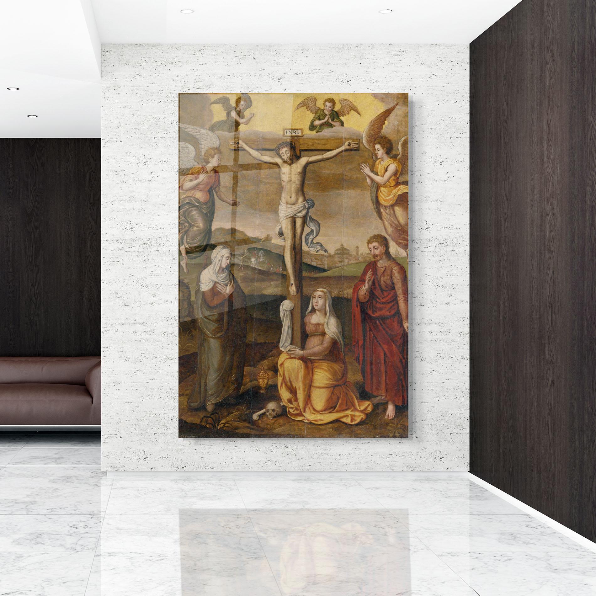 Стъклена картина Holding Cross Jesus mockup 9