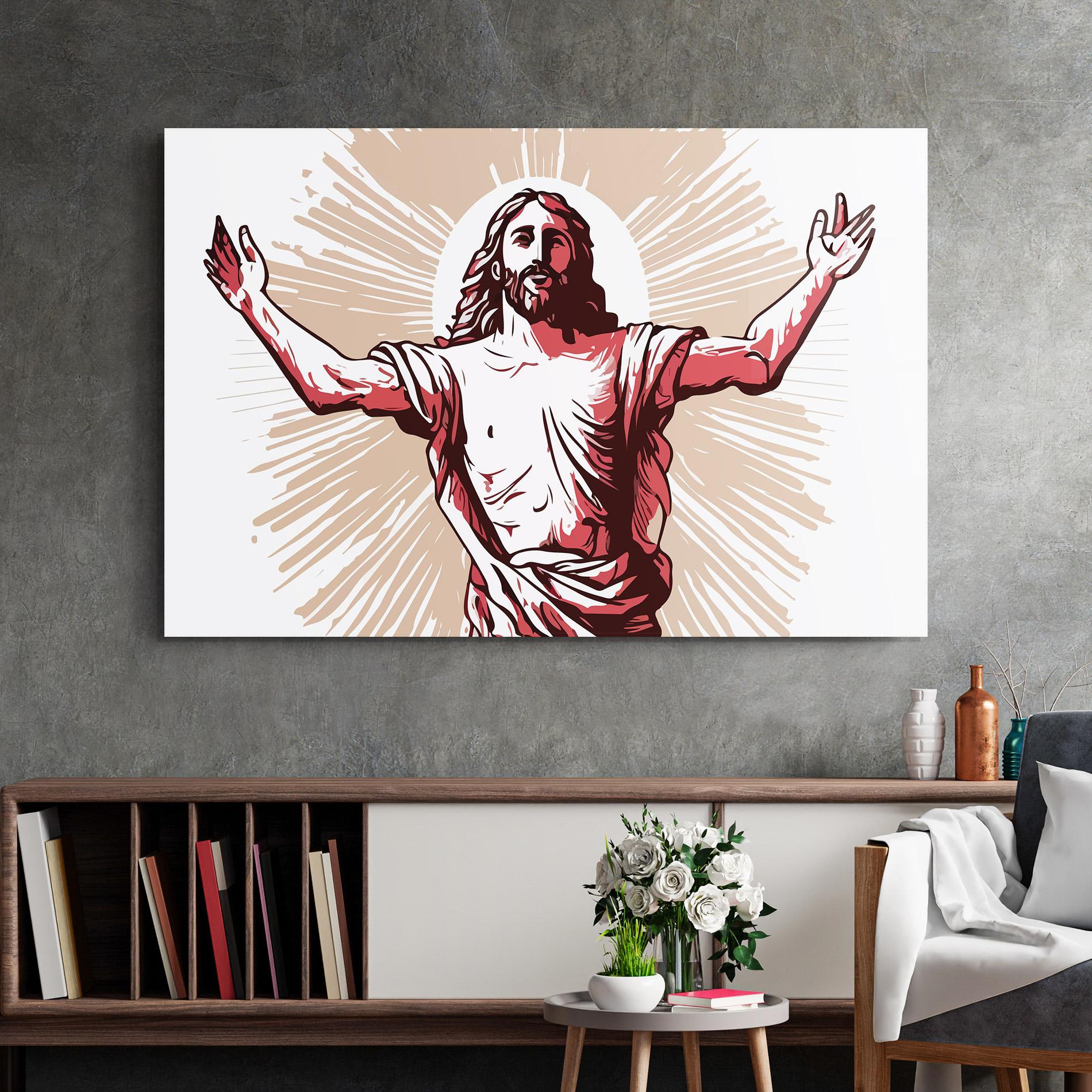 Стъклена картина Artistic Jesus mockup 2