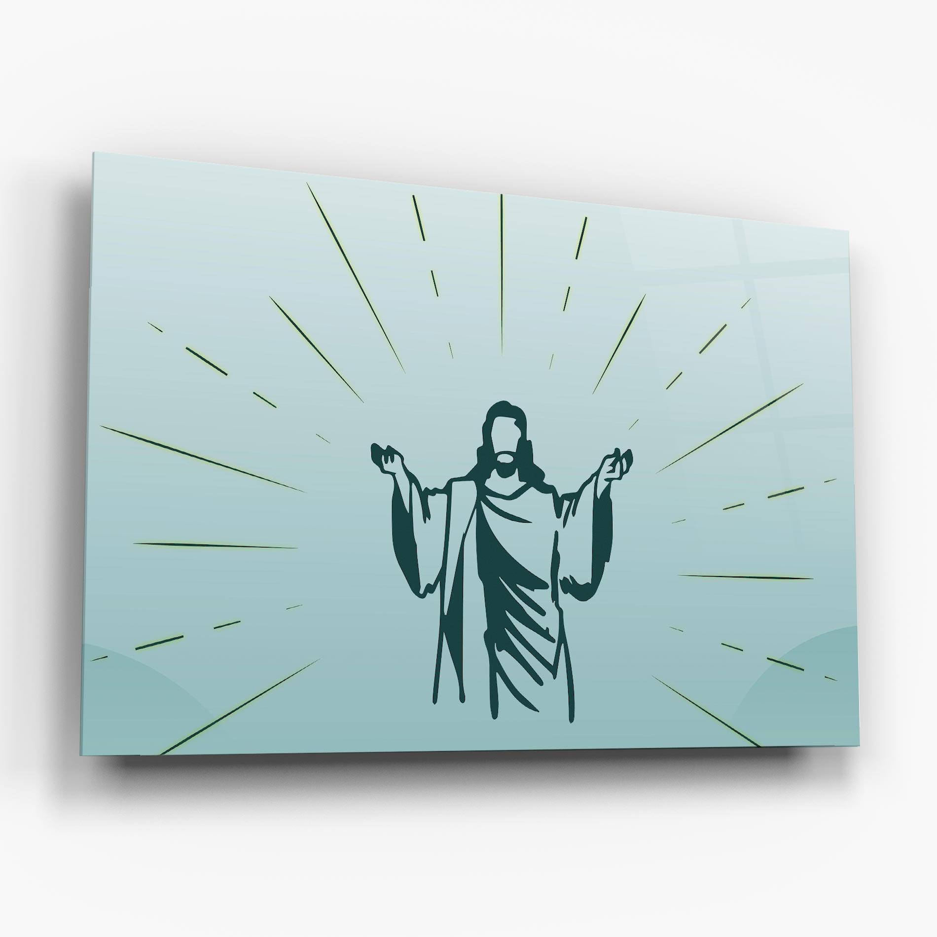 Стъклена картина Blue Art Jesus mockup 6