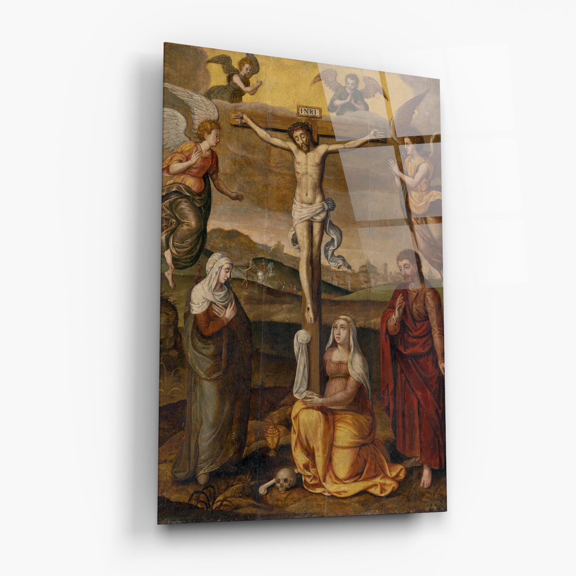 Стъклена картина Holding Cross Jesus mockup 6