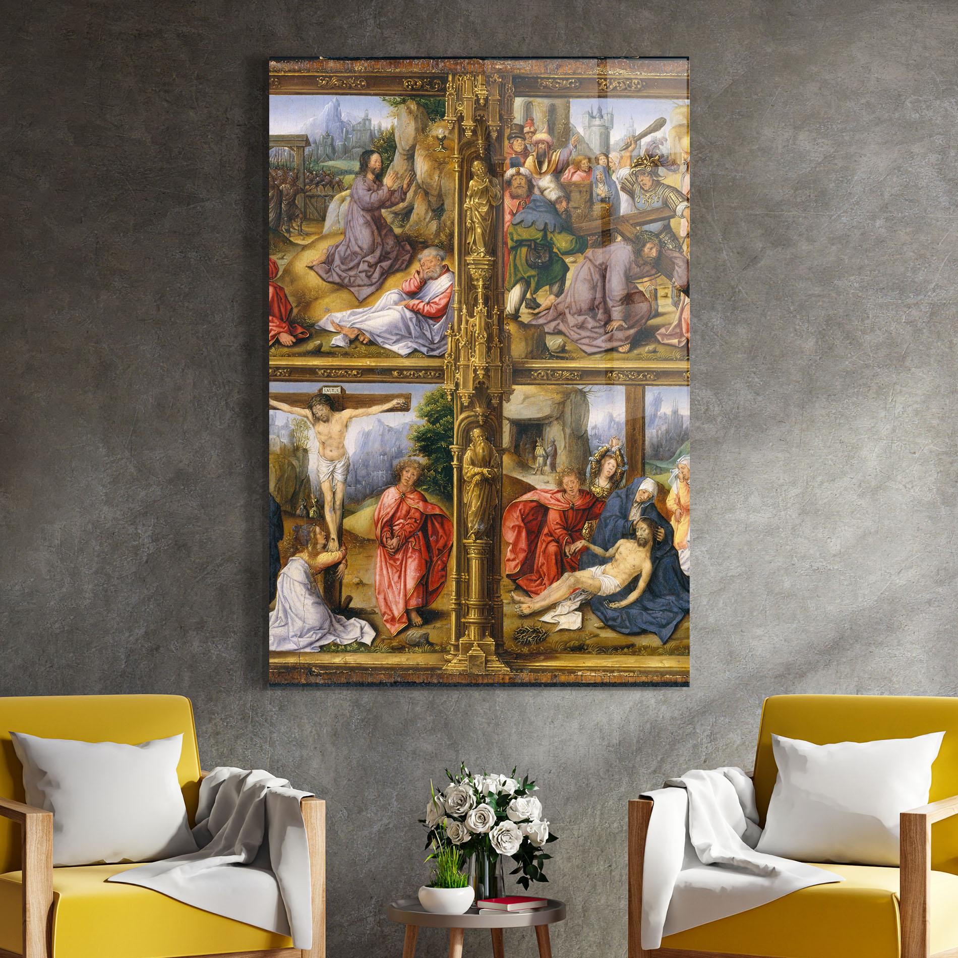 Стъклена картина Gold Window View mockup 4