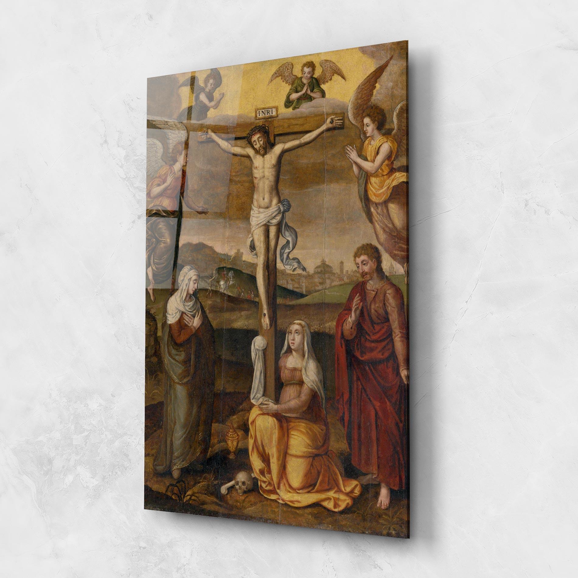 Стъклена картина Holding Cross Jesus mockup 1