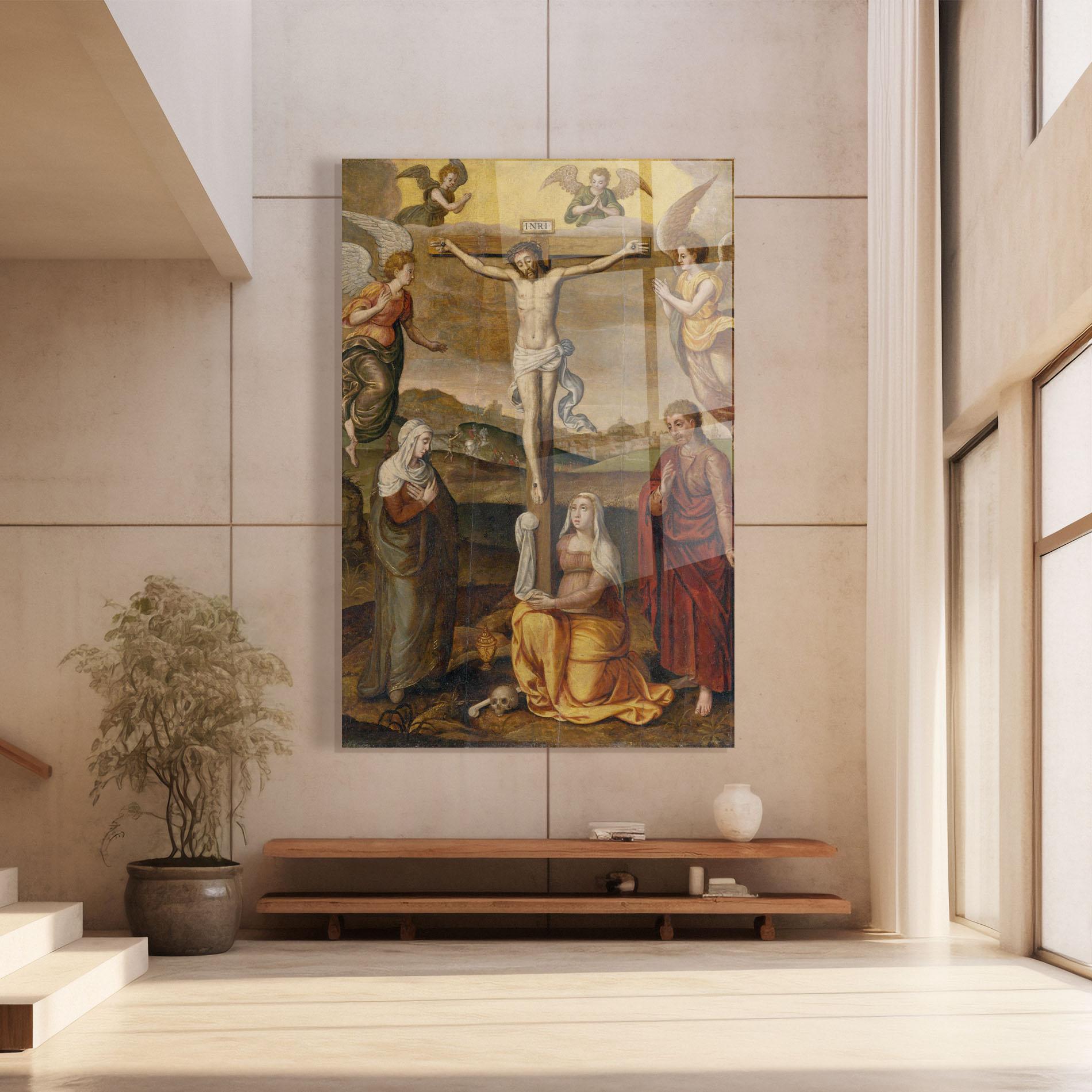 Стъклена картина Holding Cross Jesus mockup 8