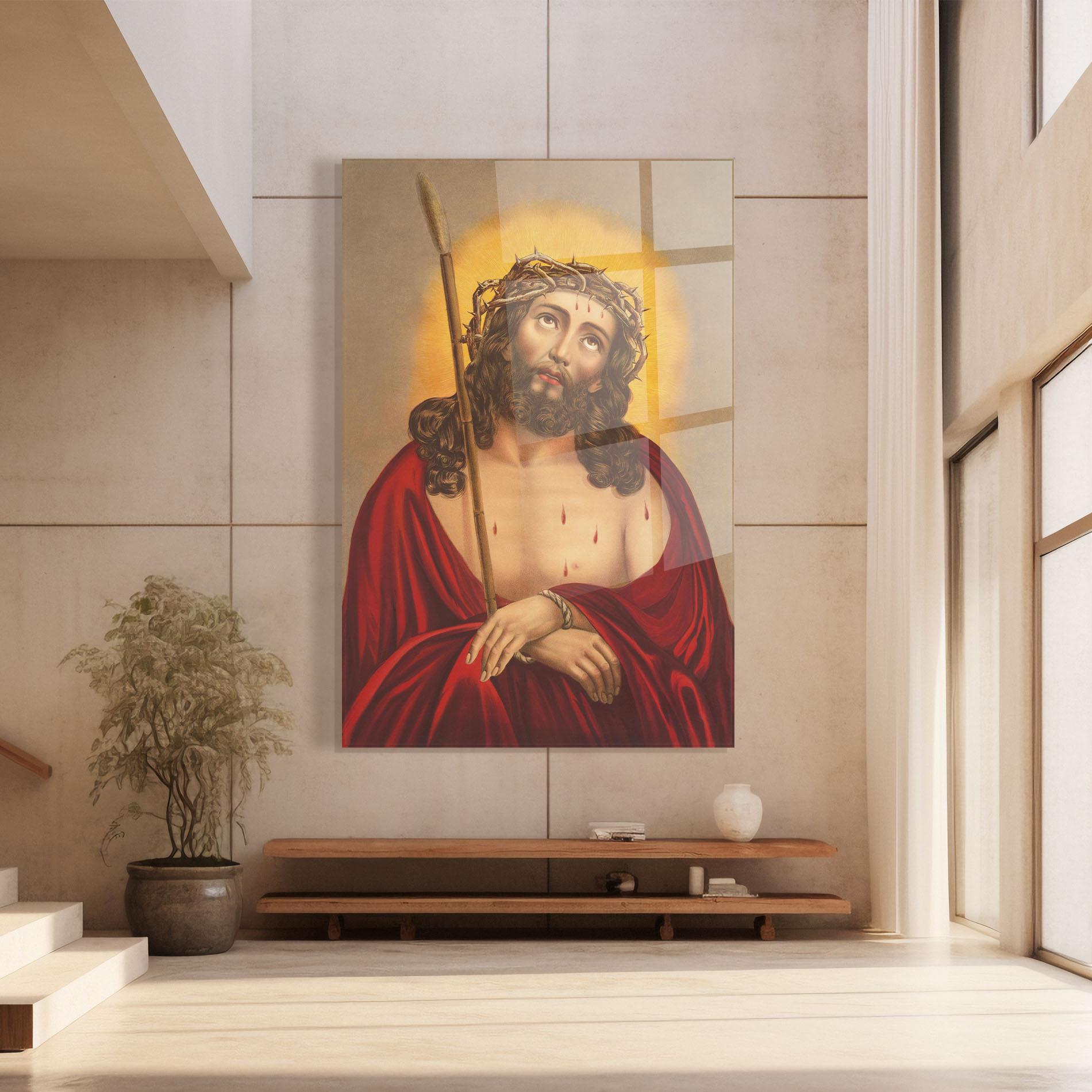 Стъклена картина Red Dresses Jesus mockup 8