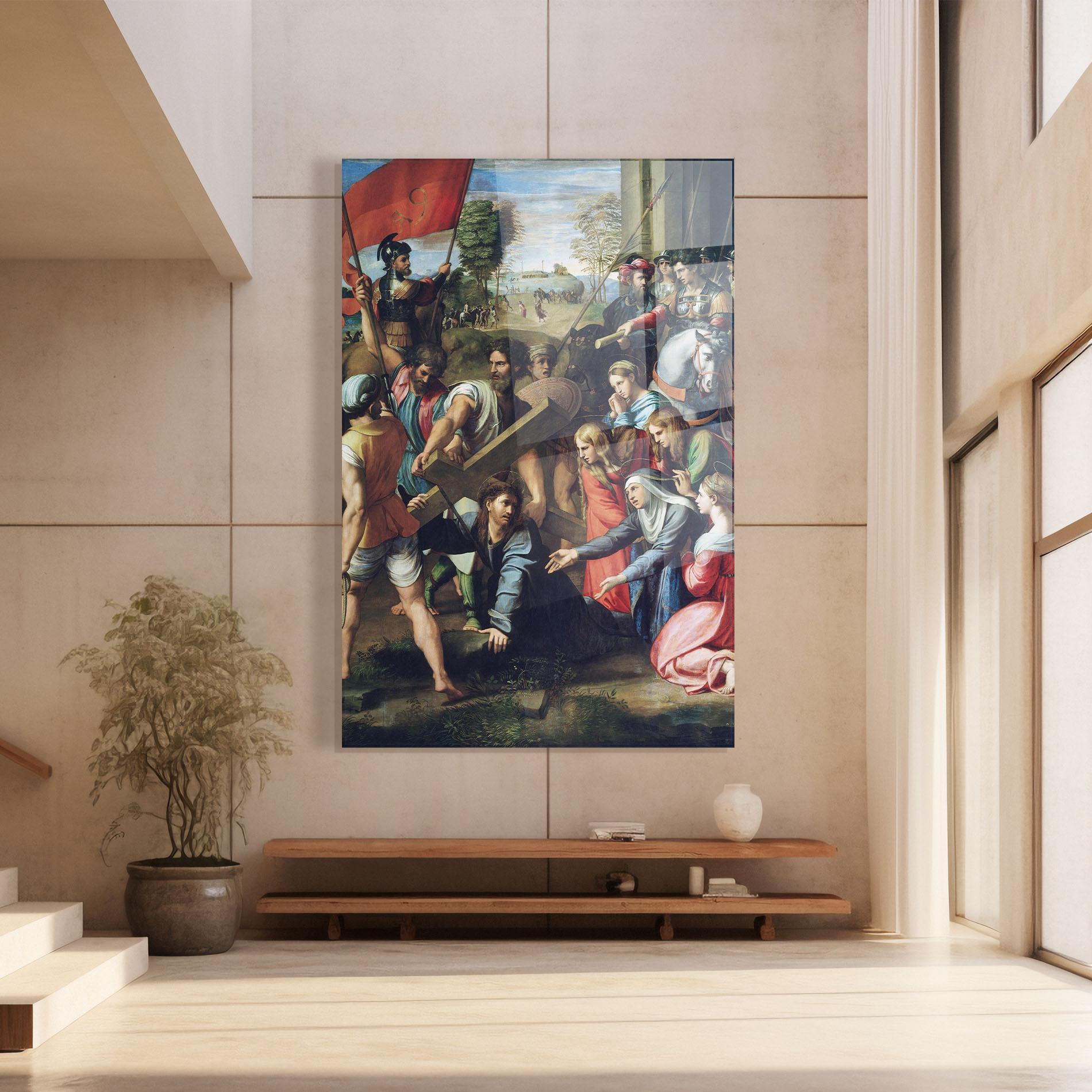 Стъклена картина Taking The Cross mockup 8