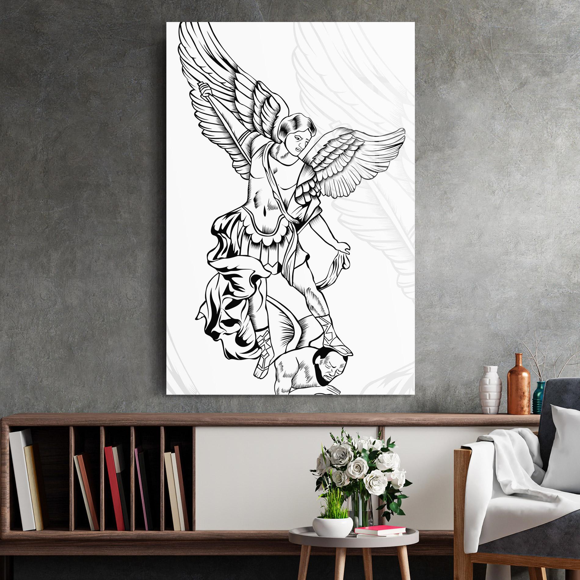 Стъклена картина Angel Fight mockup 2