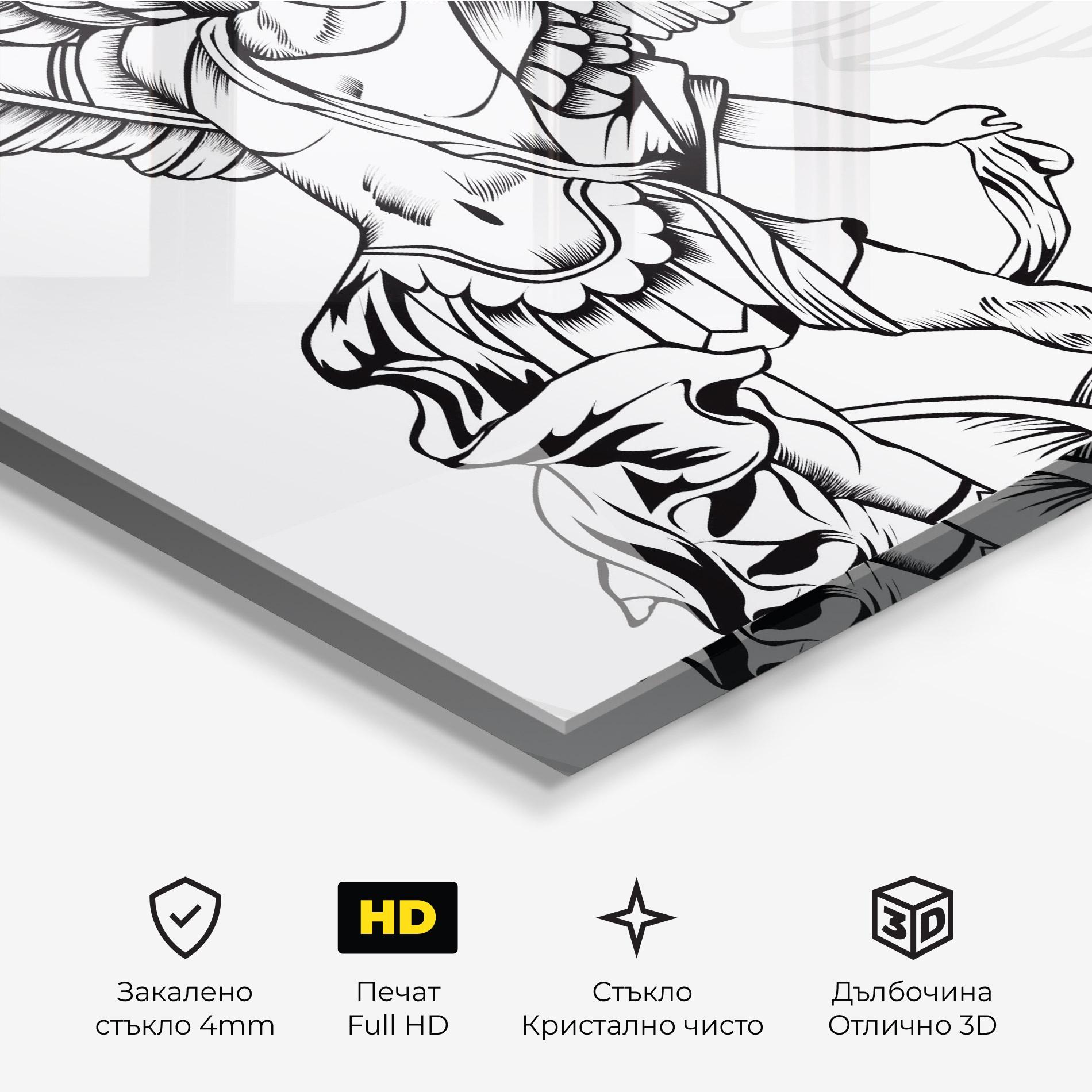 Стъклена картина Angel Fight mockup 3