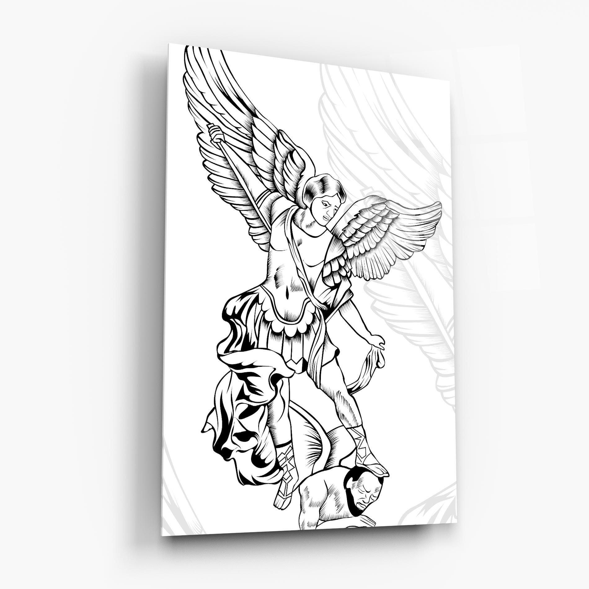 Стъклена картина Angel Fight mockup 6
