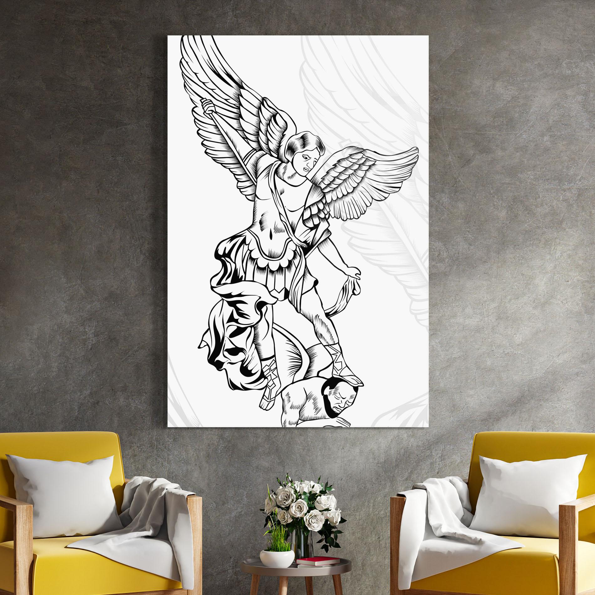 Стъклена картина Angel Fight mockup 4