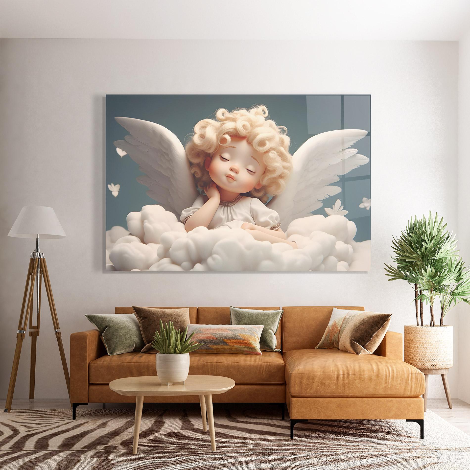 Стъклена картина Statue Baby Angel mockup 7