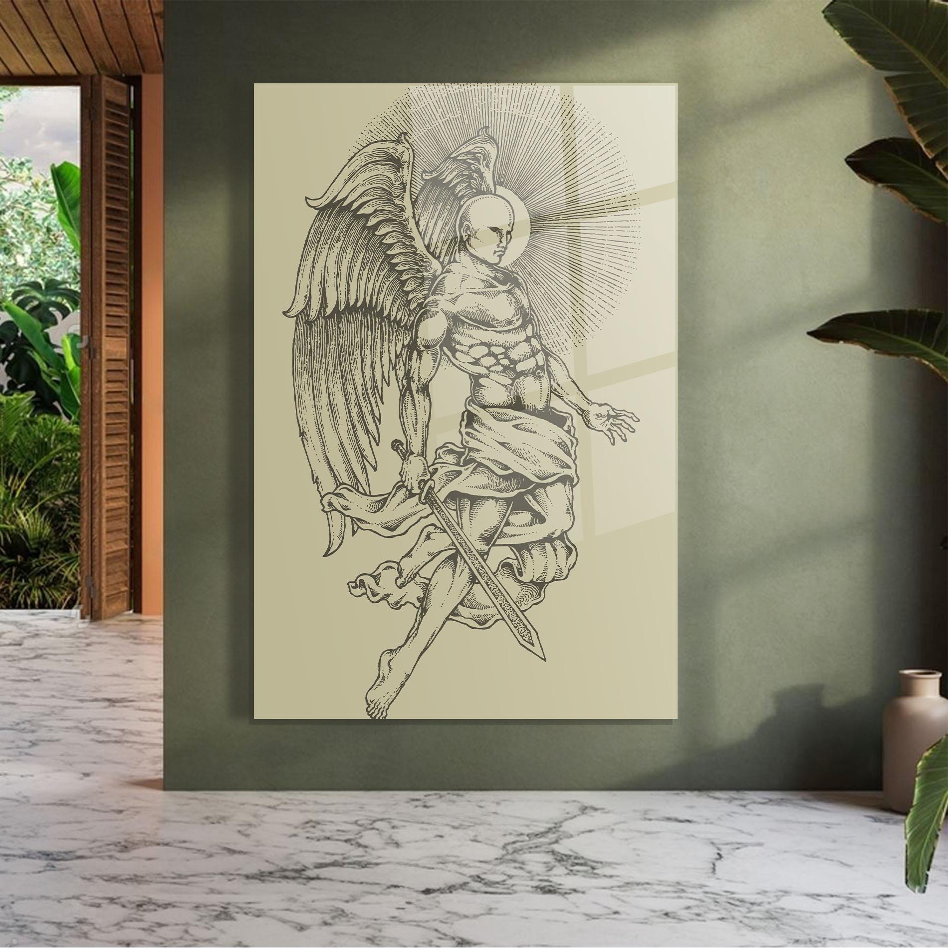 Стъклена картина Angel Fighter mockup 7