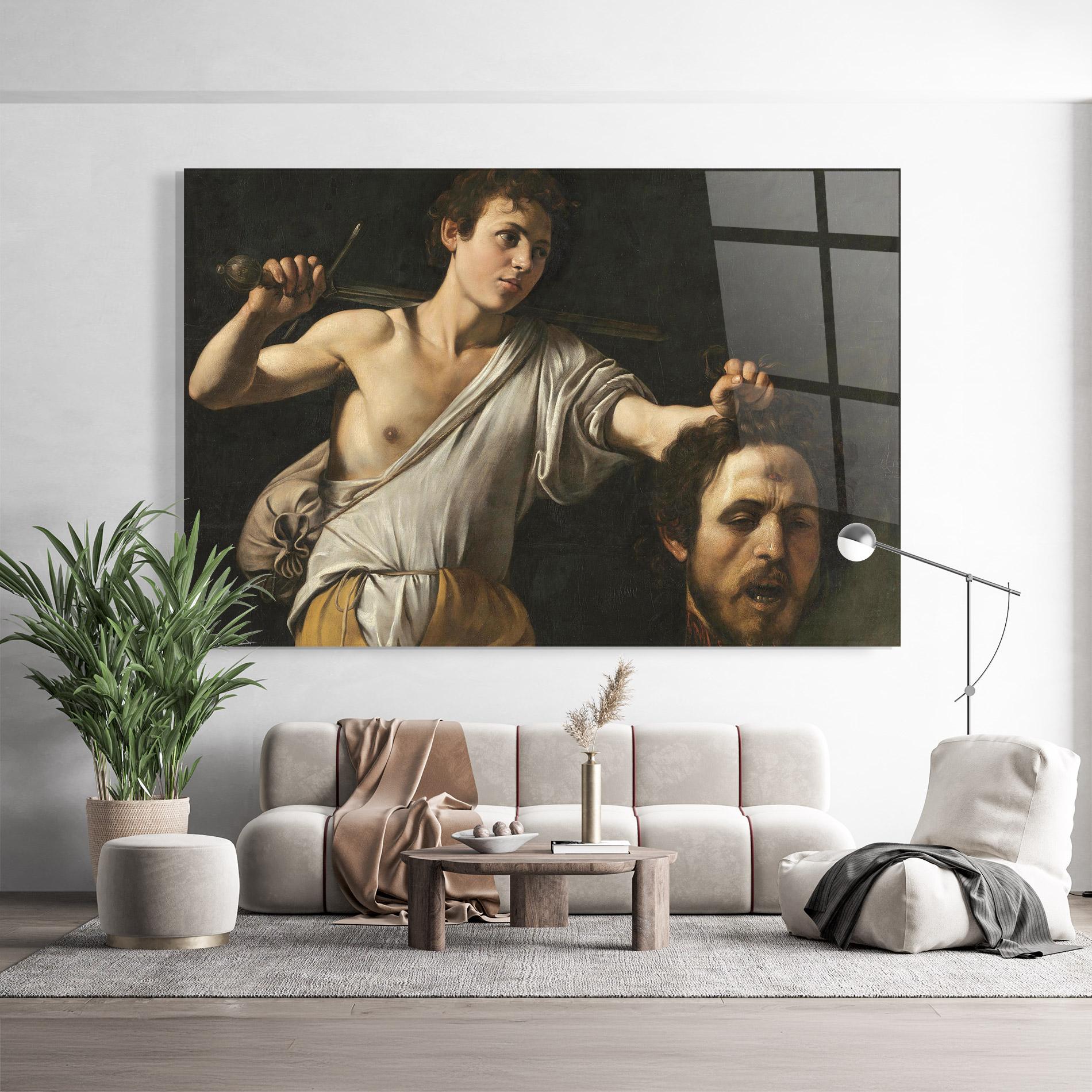 Стъклена картина The Head Of Goliath mockup 9