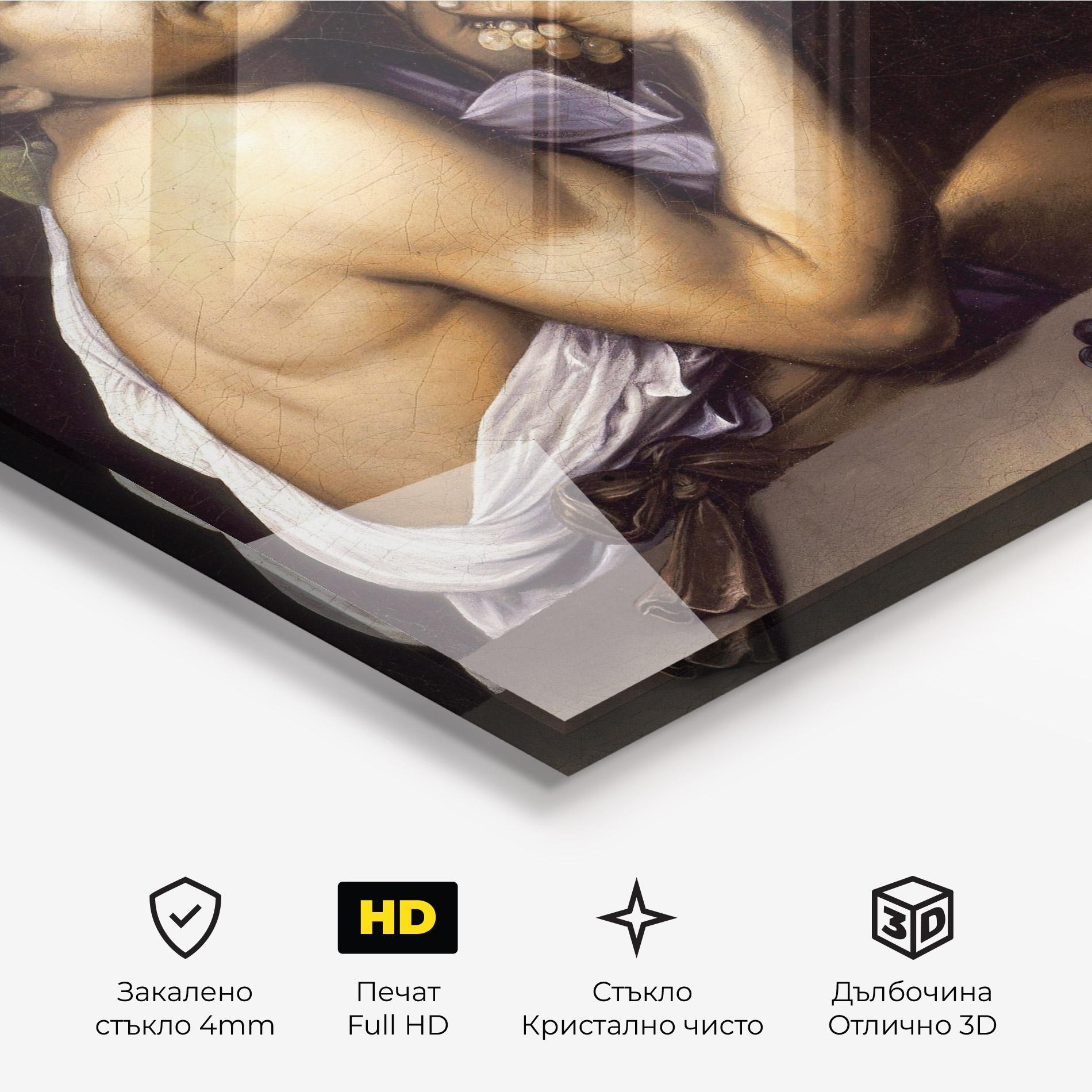 Стъклена картина Young Sick Bacchus mockup 3